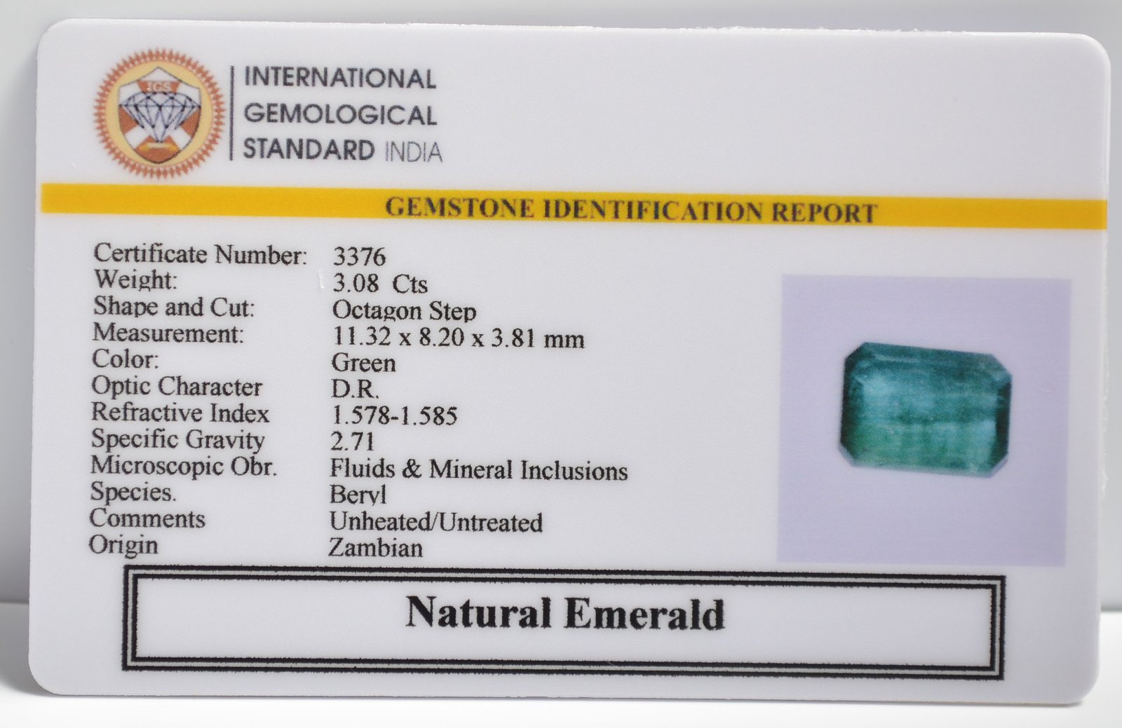 EMRD21725 2 1 EMERALD 3.08 Ct.