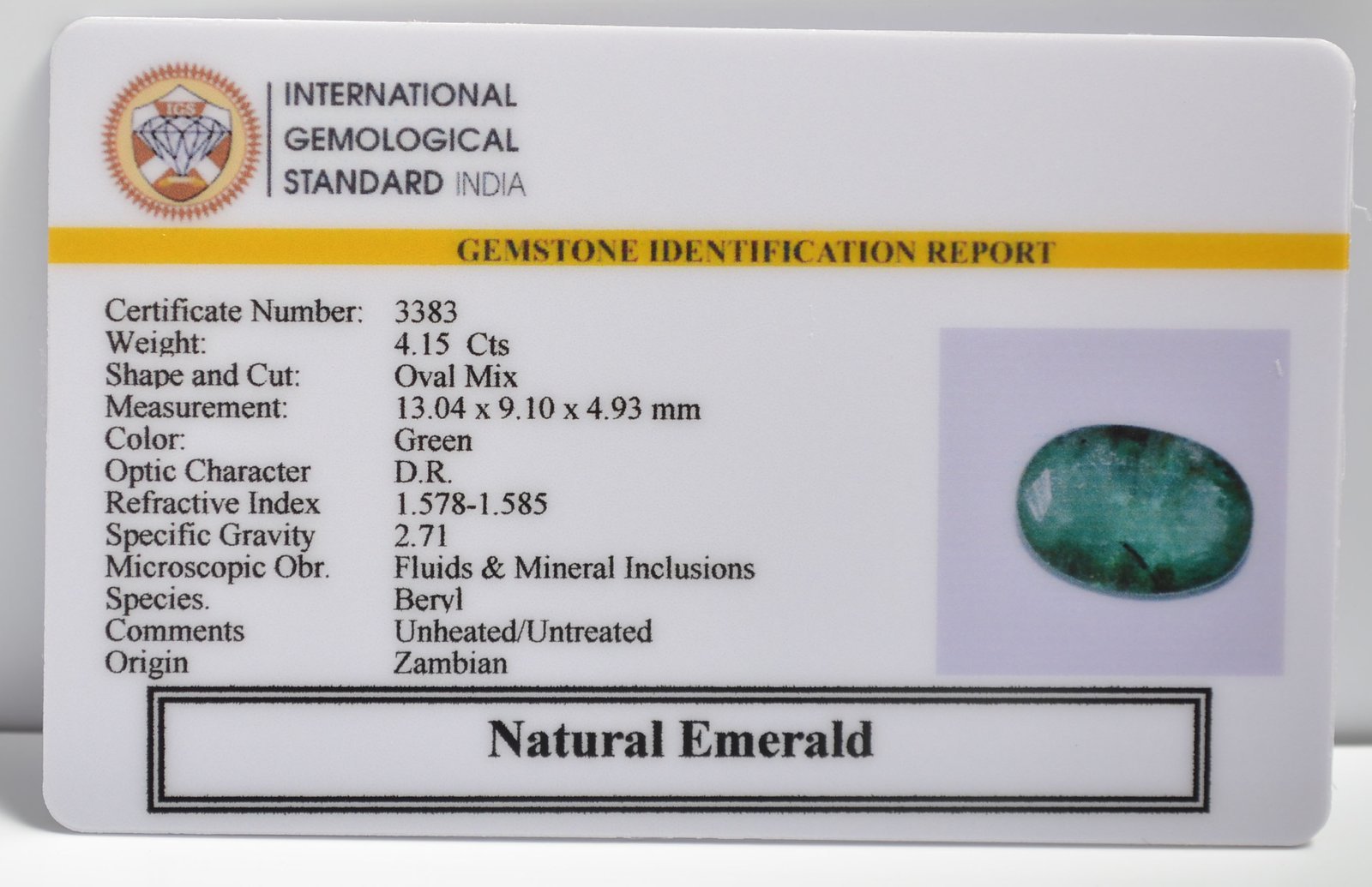 EMRD21729 2 1 EMERALD 4.15 Ct.