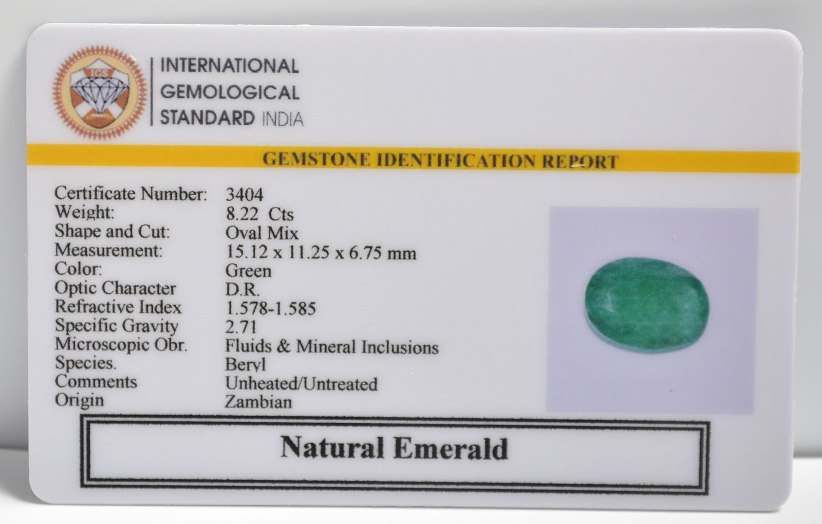 EMERALD 8.22 Ct. 3 EMRD21740 2 1 EMERALD 8.22 Ct.