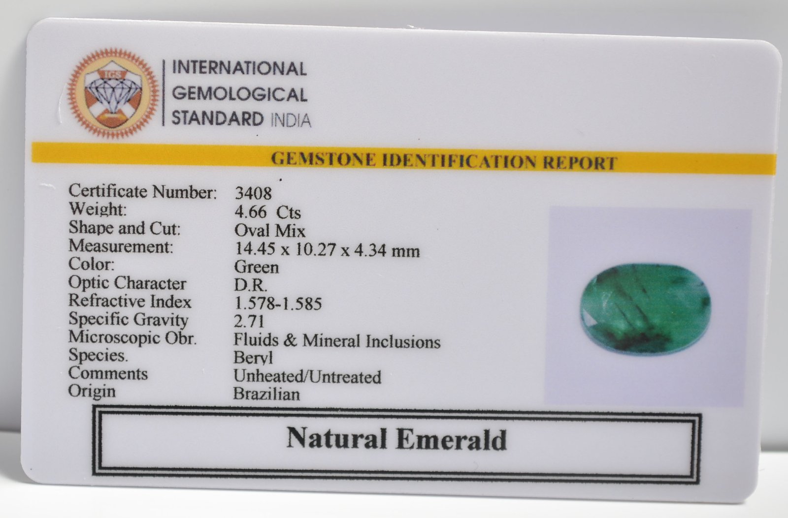 EMERALD 4.66 Ct. 3 EMRD21743 2 1 EMERALD 4.66 Ct.