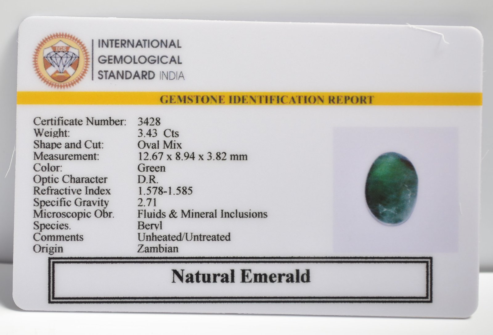 EMERALD 3.43 Ct. 3 EMRD21760 2 1 EMERALD 3.43 Ct.