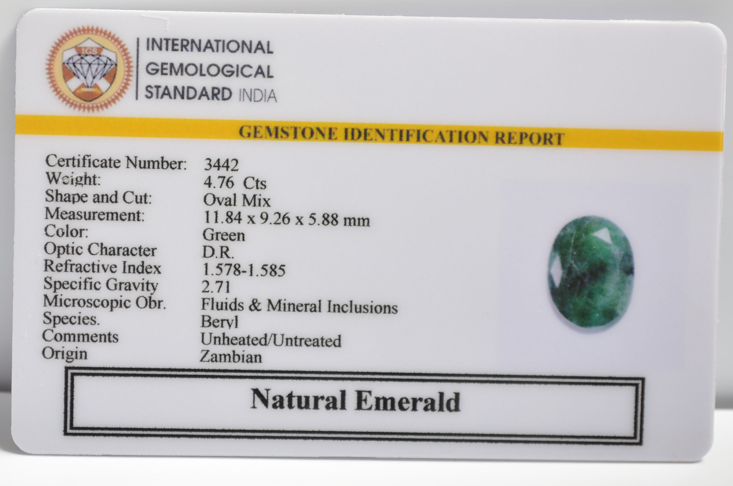 EMERALD 4.76 Ct. 3 EMRD21769 2 EMERALD 4.76 Ct.