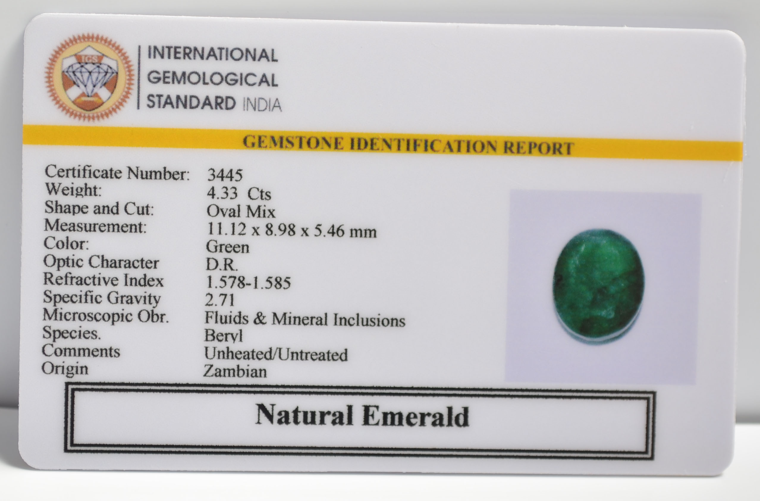 EMRD21771 2 EMERALD 4.33 Ct.