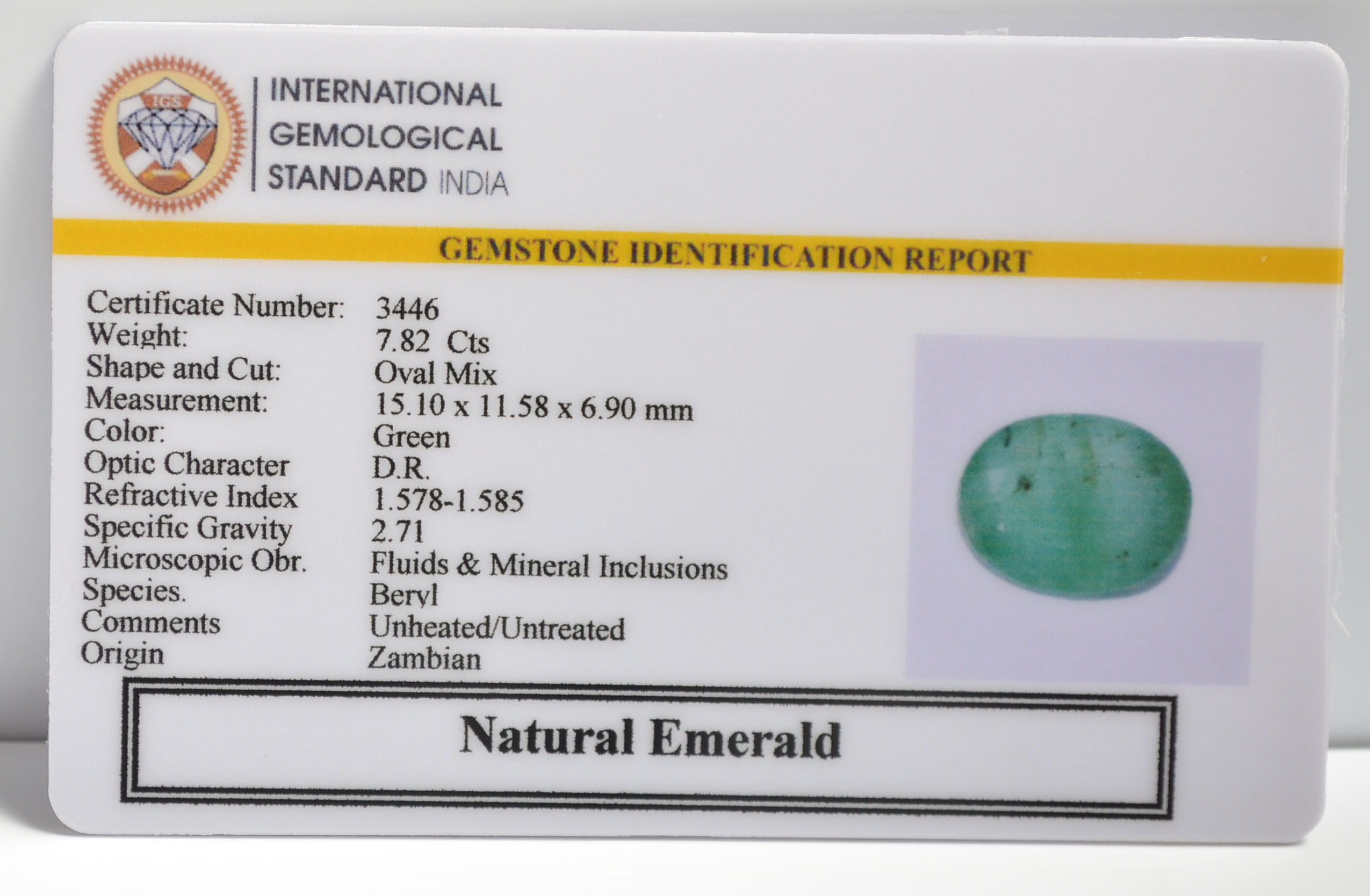 EMERALD 7.82 Ct. 3 EMRD21772 2 EMERALD 7.82 Ct.