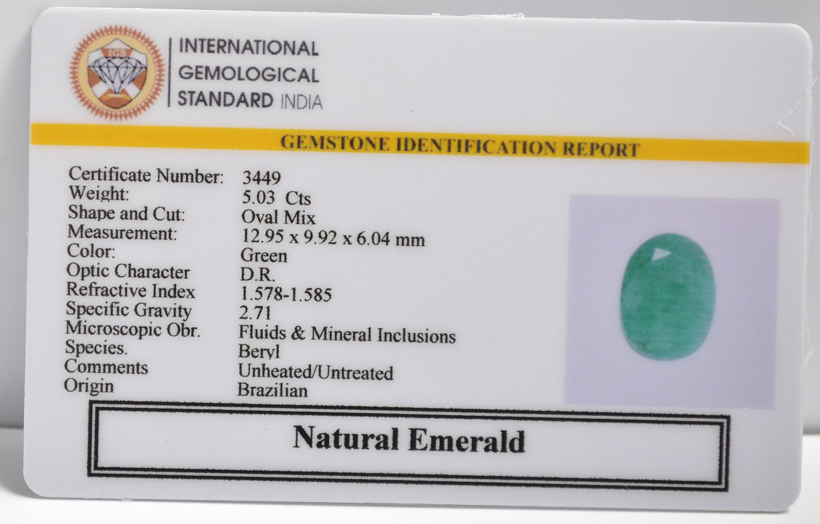 EMRD21775 2 1 EMERALD 5.03 Ct.