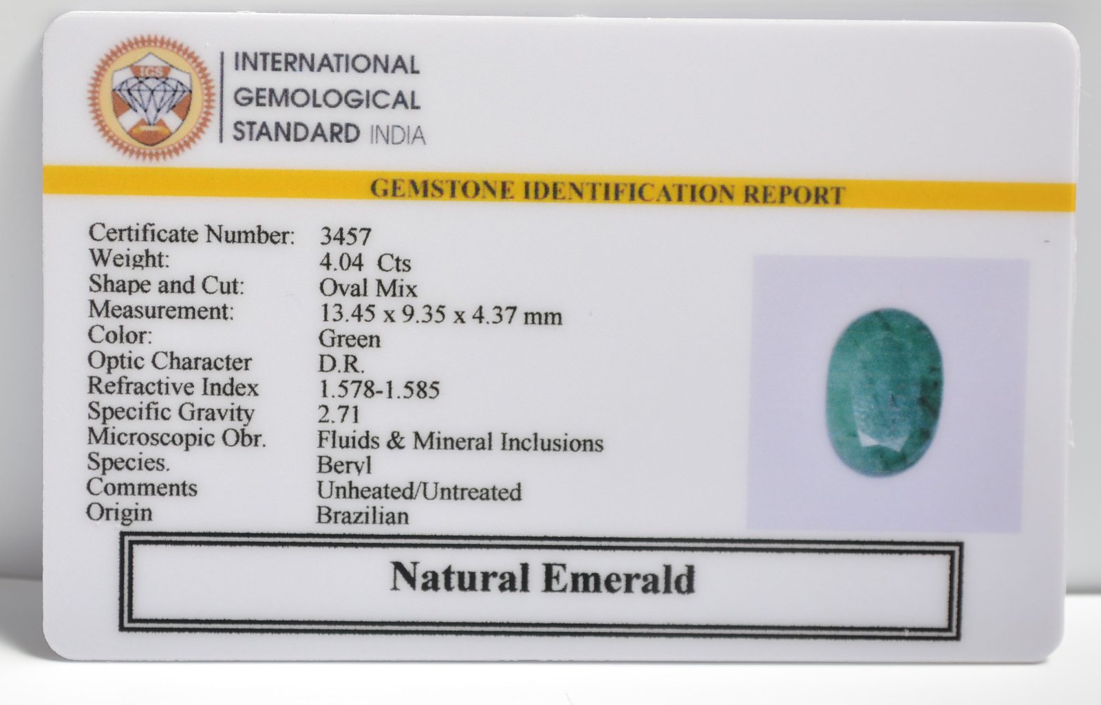 EMRD21782 2 1 EMERALD 4.04 Ct.