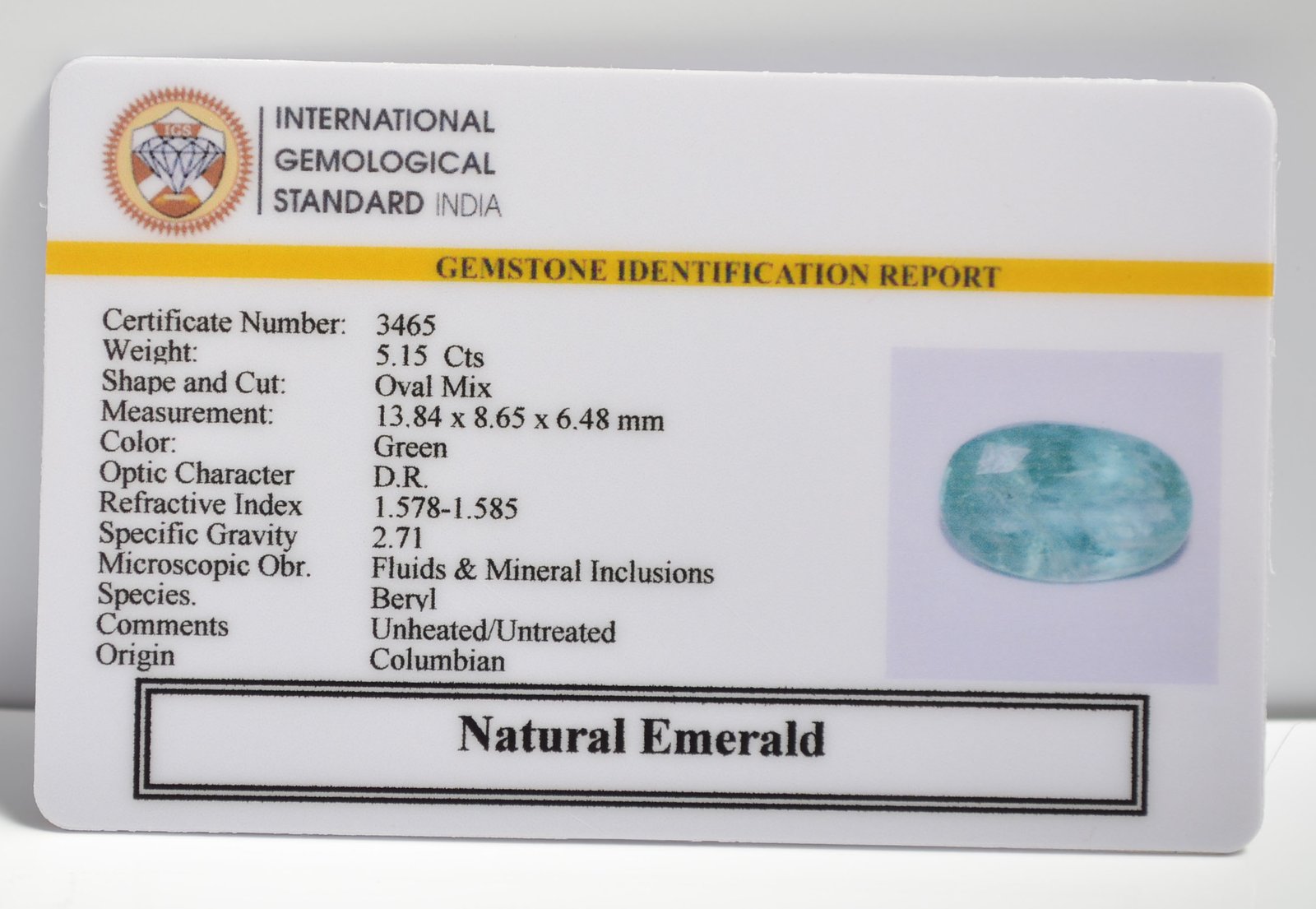 EMERALD 5.15 Ct. 3 EMRD21788 2 1 EMERALD 5.15 Ct.