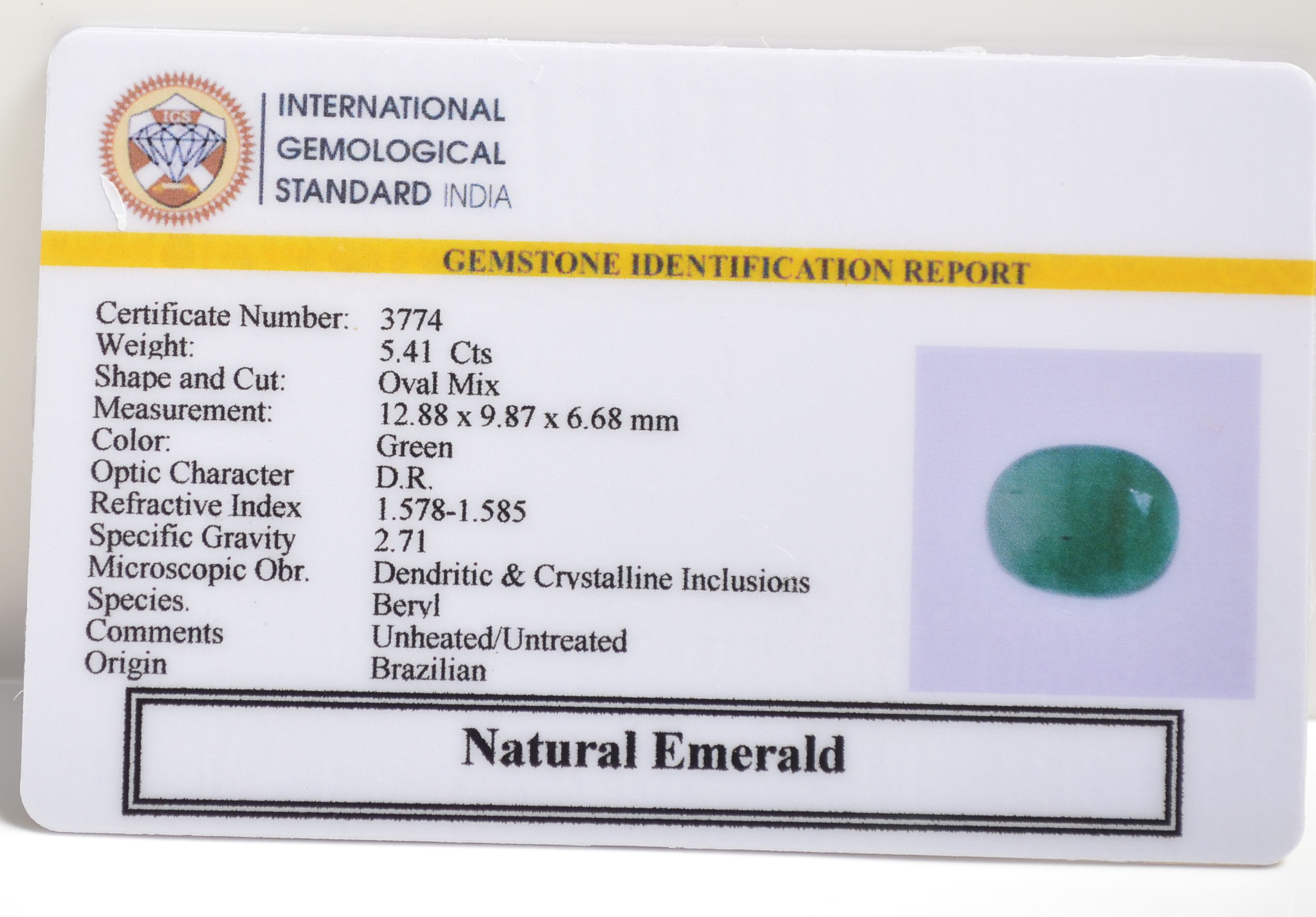 EMERALD 5.41 Ct. 3 EMRD21796 2 EMERALD 5.41 Ct.