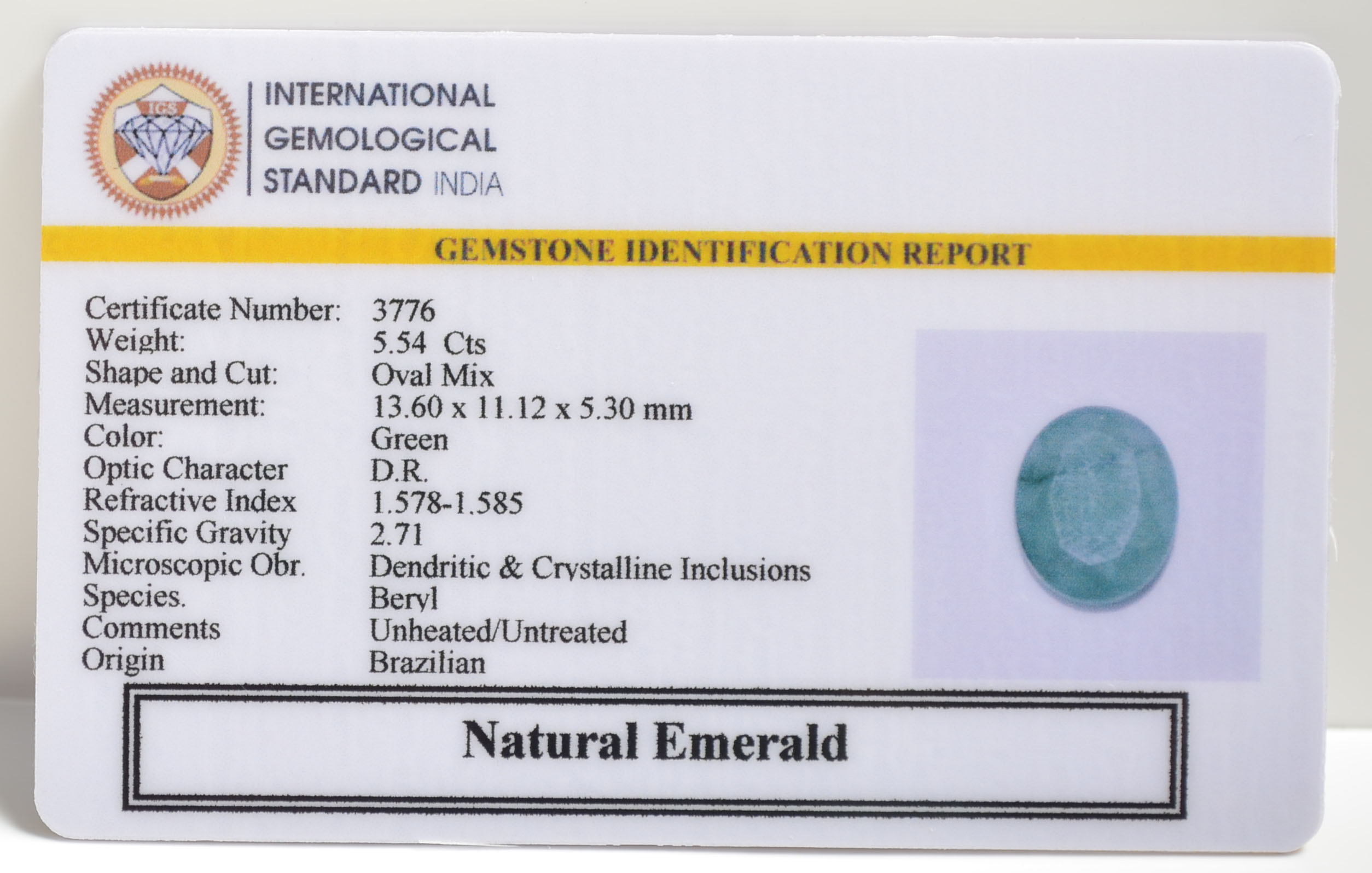 EMRD21798 2 EMERALD 5.54 Ct.