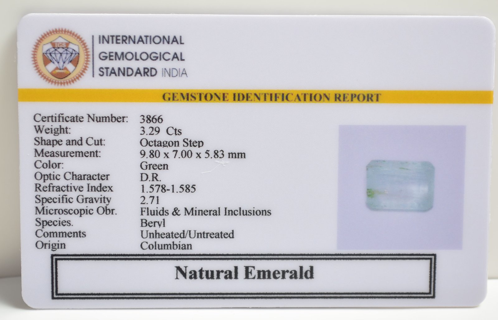 EMRD21810 2 1 EMERALD 3.29 Ct.