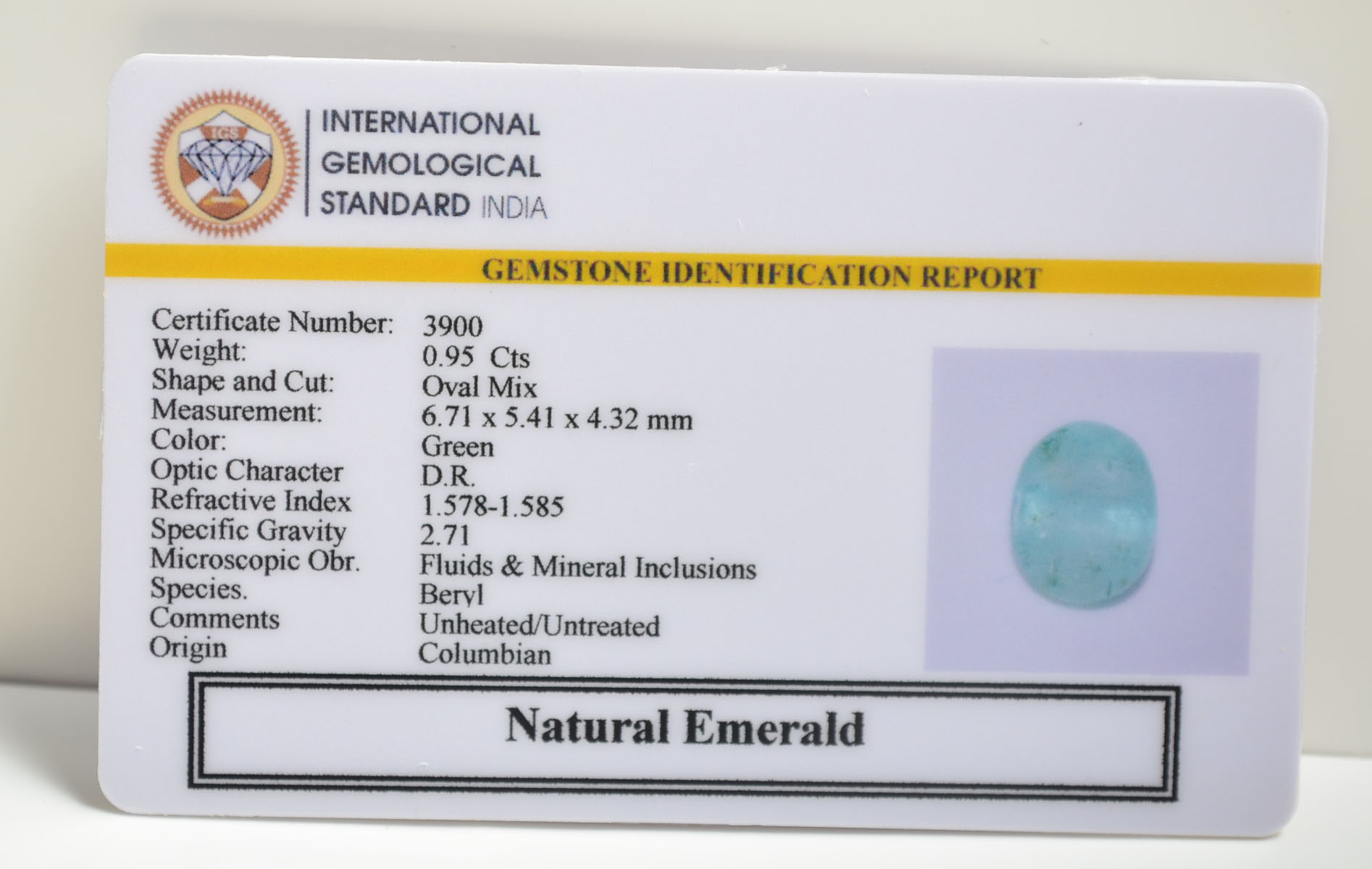 EMERALD 0.95 Ct. 3 EMRD21834 2 EMERALD 0.95 Ct.