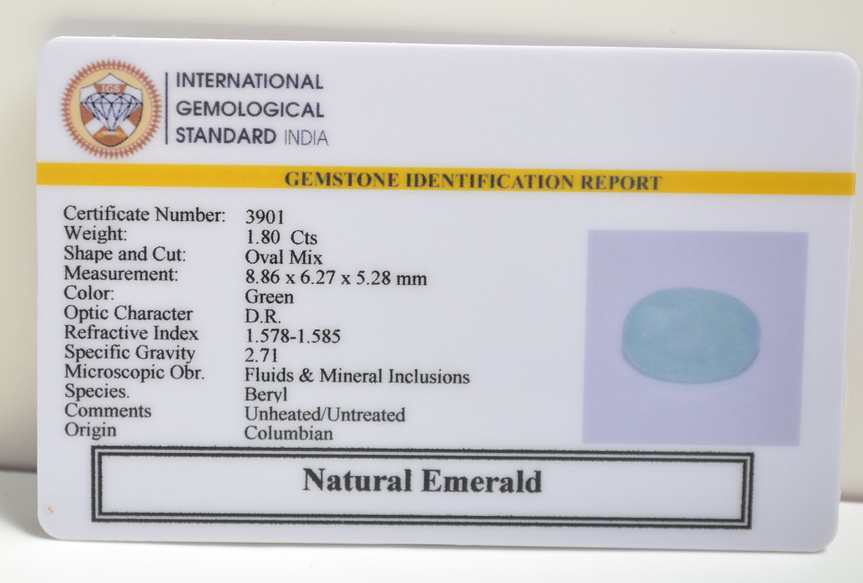 EMERALD 1.8 Ct. 3 EMRD21835 2 EMERALD 1.8 Ct.