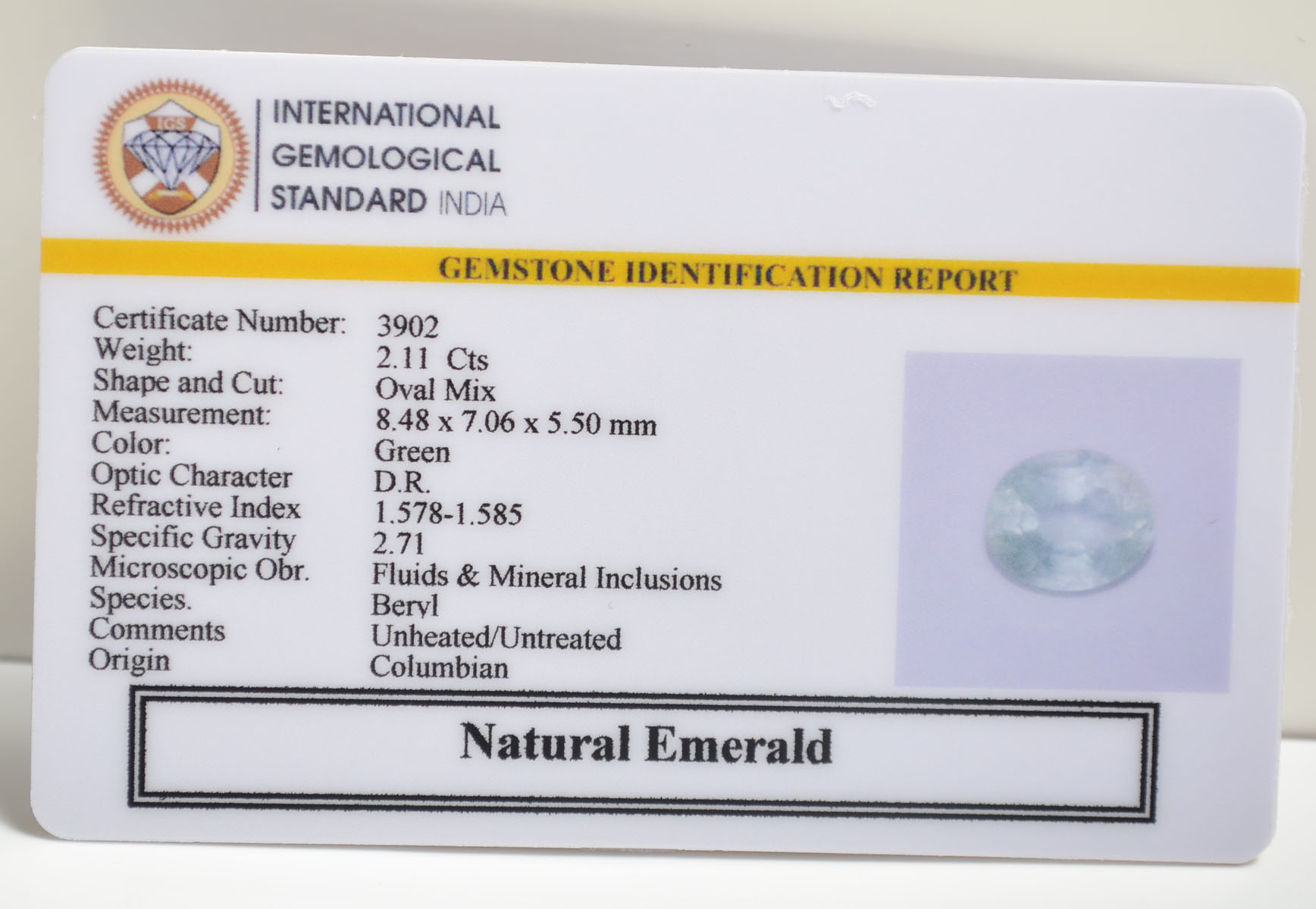 EMRD21836 2 EMERALD 2.11 Ct.