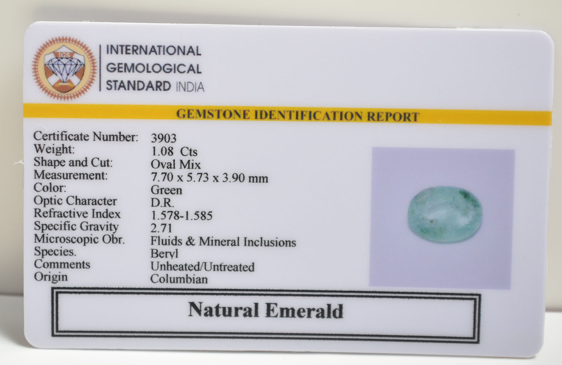 EMERALD 1.08 Ct. 3 EMRD21837 2 EMERALD 1.08 Ct.