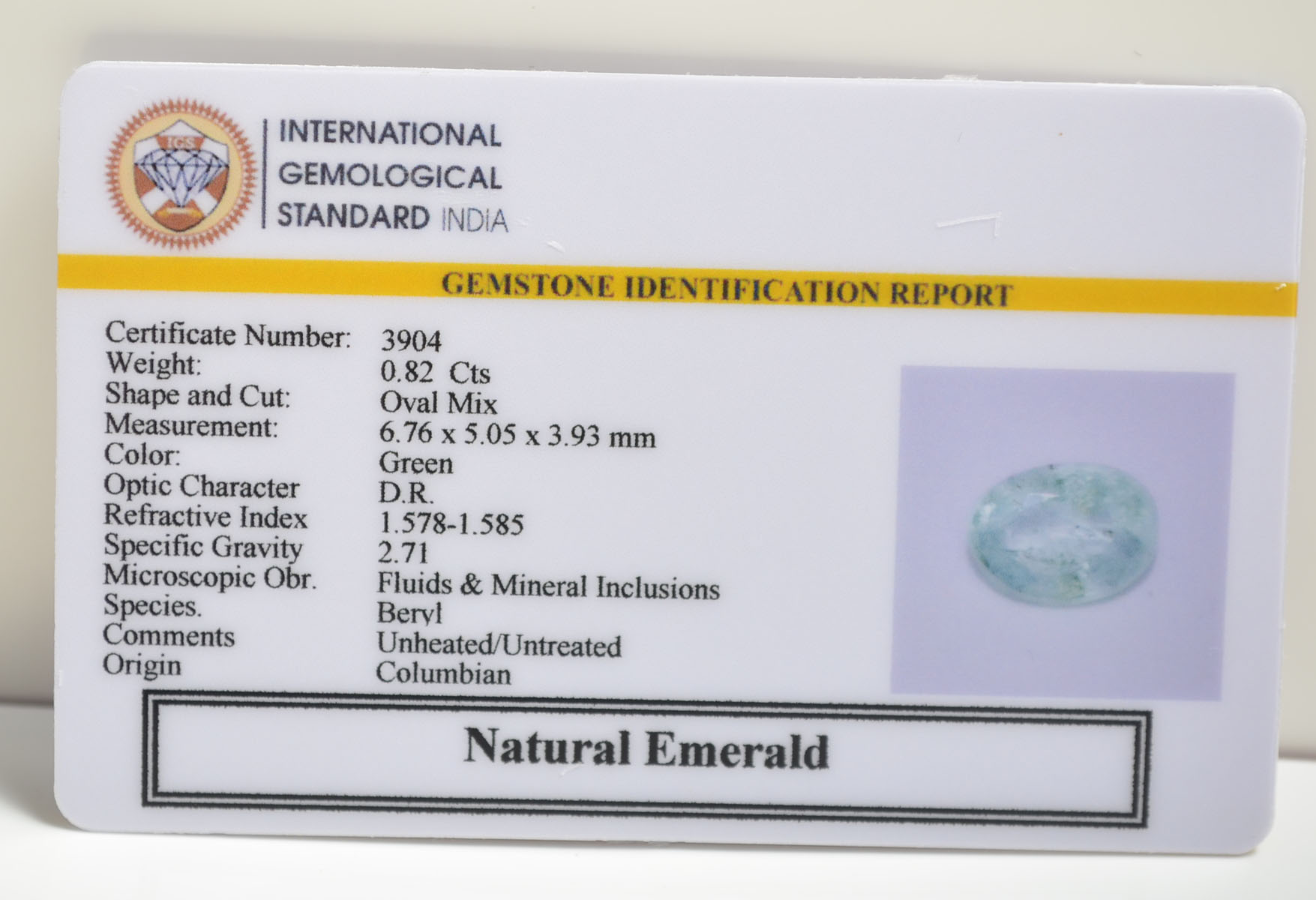 EMERALD 0.82 Ct. 3 EMRD21838 2 EMERALD 0.82 Ct.