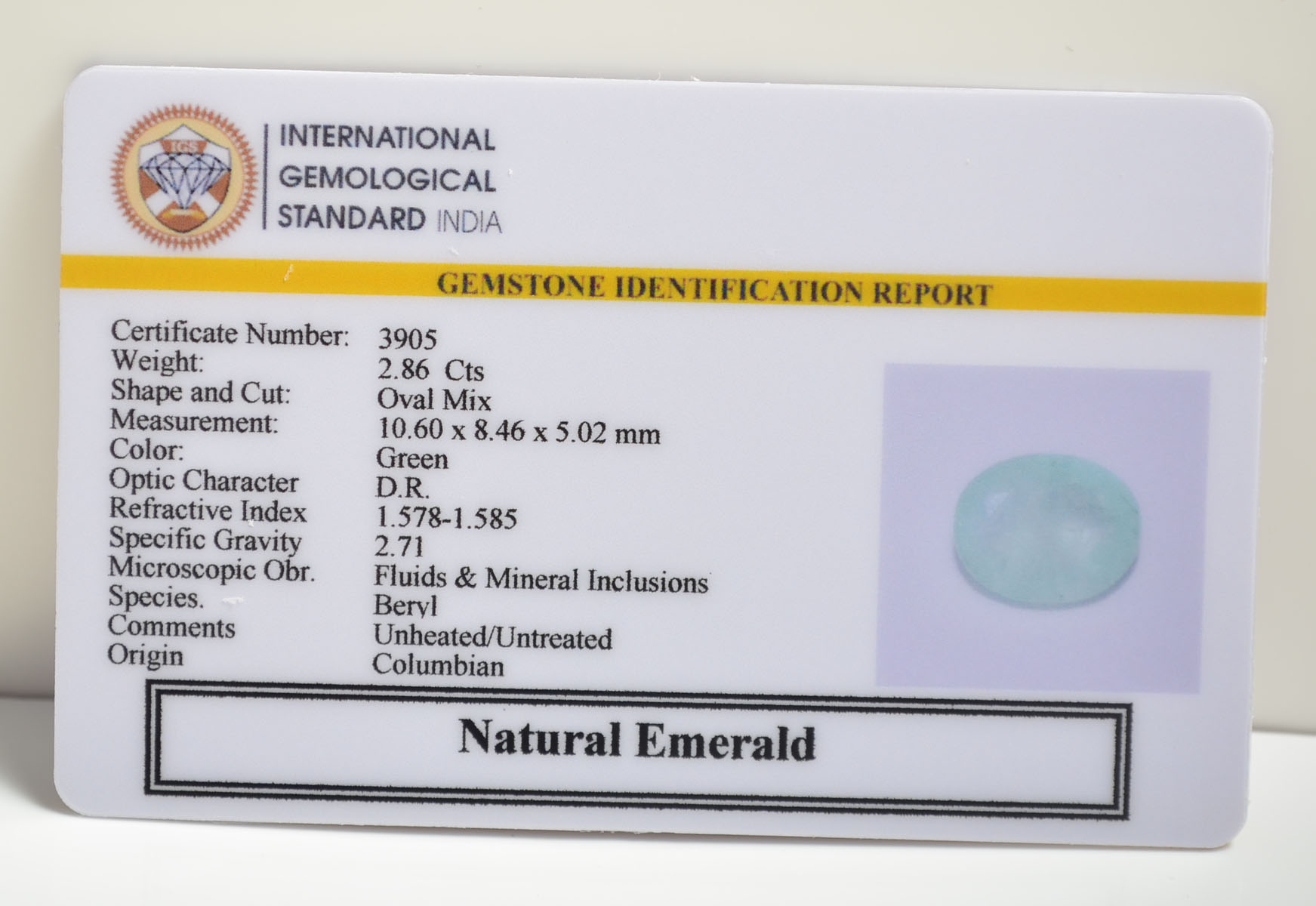 EMERALD 2.86 Ct. 3 EMRD21839 2 EMERALD 2.86 Ct.