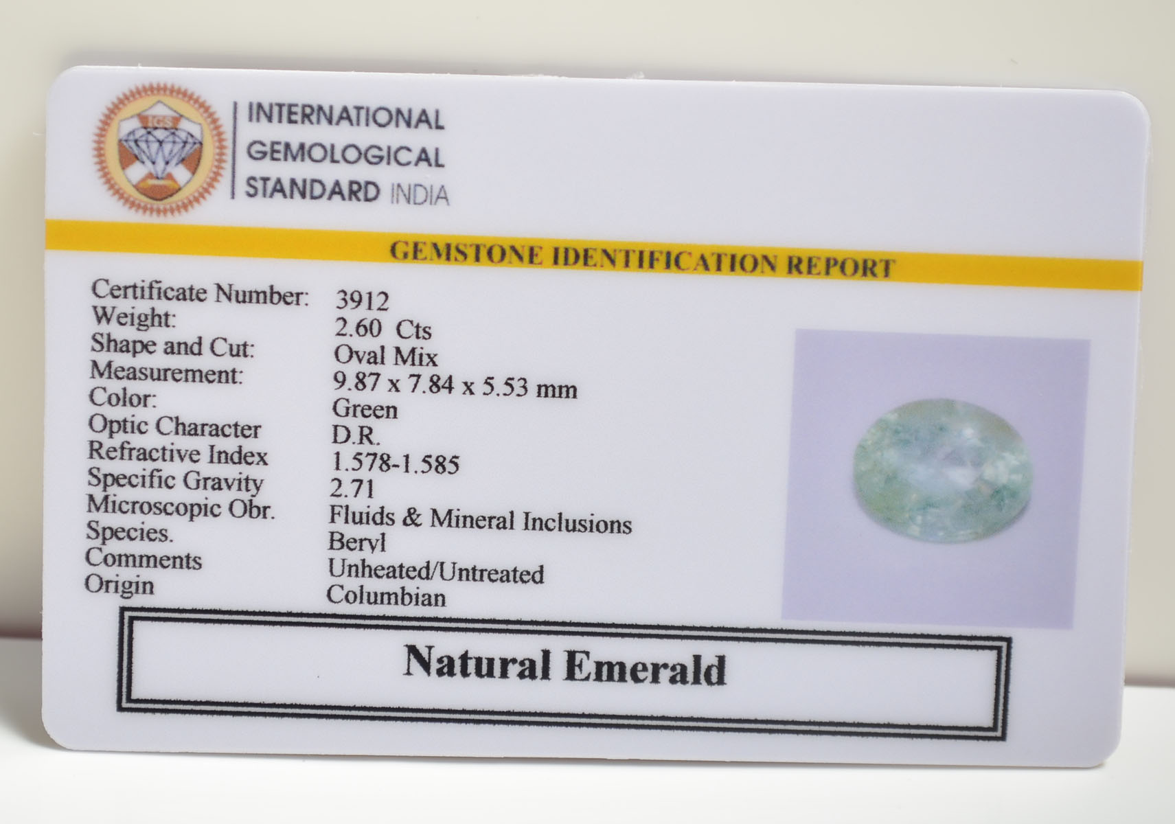 EMERALD 2.6 Ct. 3 EMRD21844 2 EMERALD 2.6 Ct.