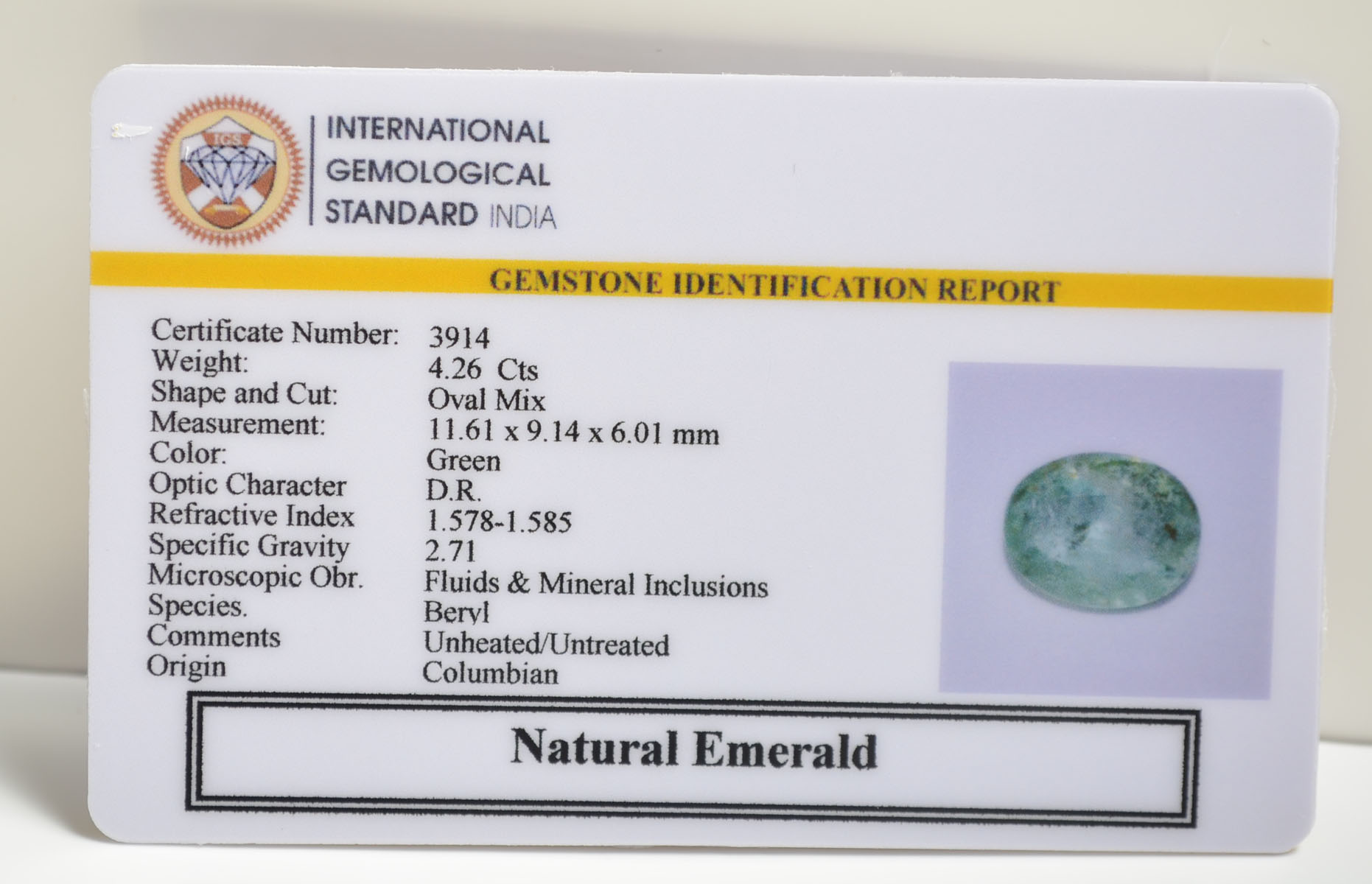 EMRD21845 2 EMERALD 4.26 Ct.