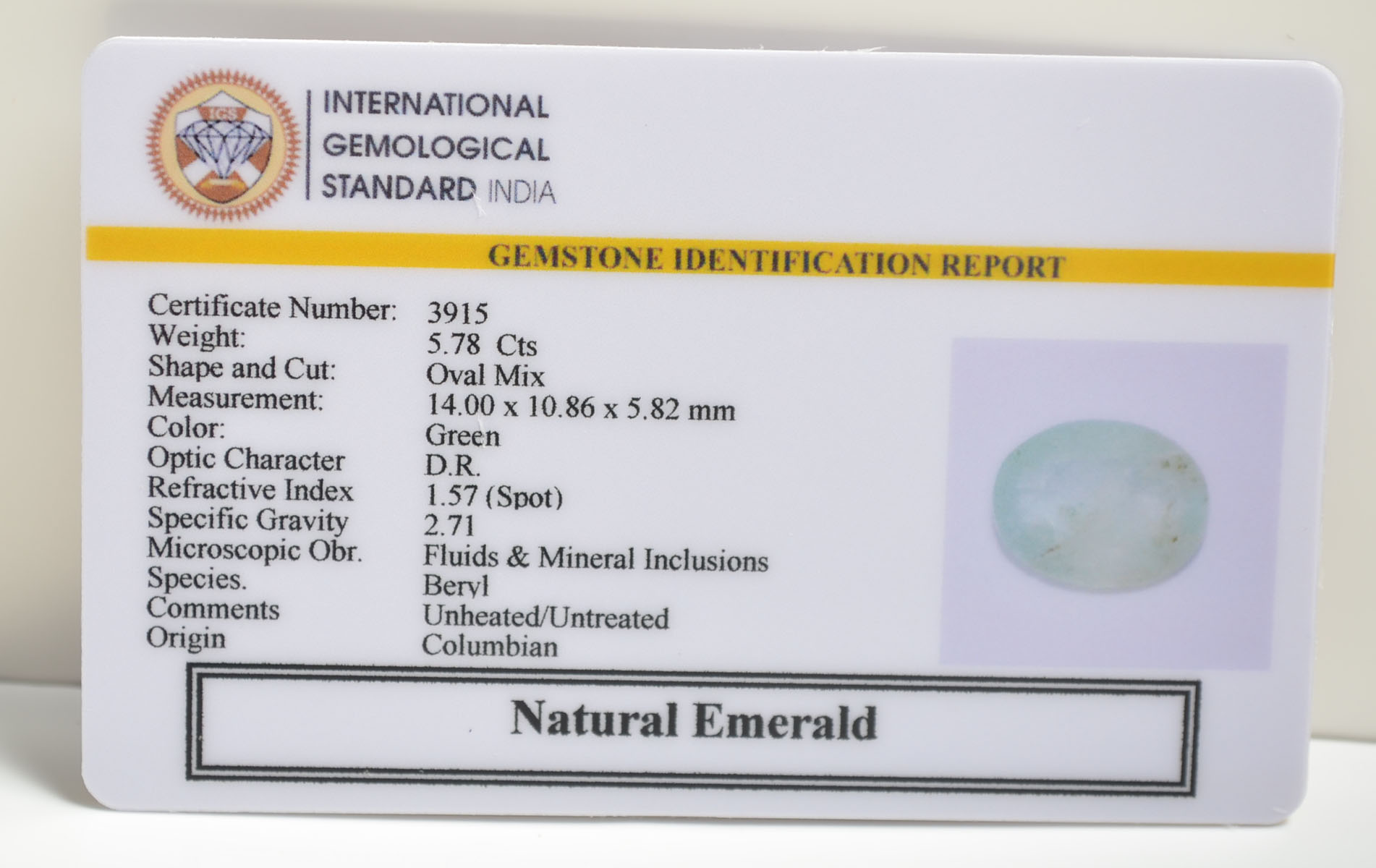 EMRD21846 2 EMERALD 5.78 Ct.