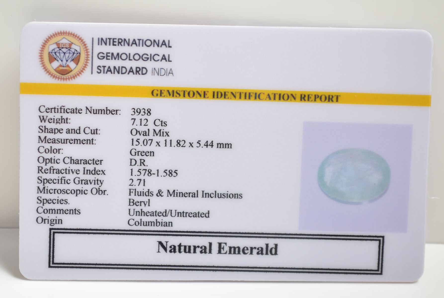 EMERALD 7.12 Ct. 3 EMRD21853 2 EMERALD 7.12 Ct.