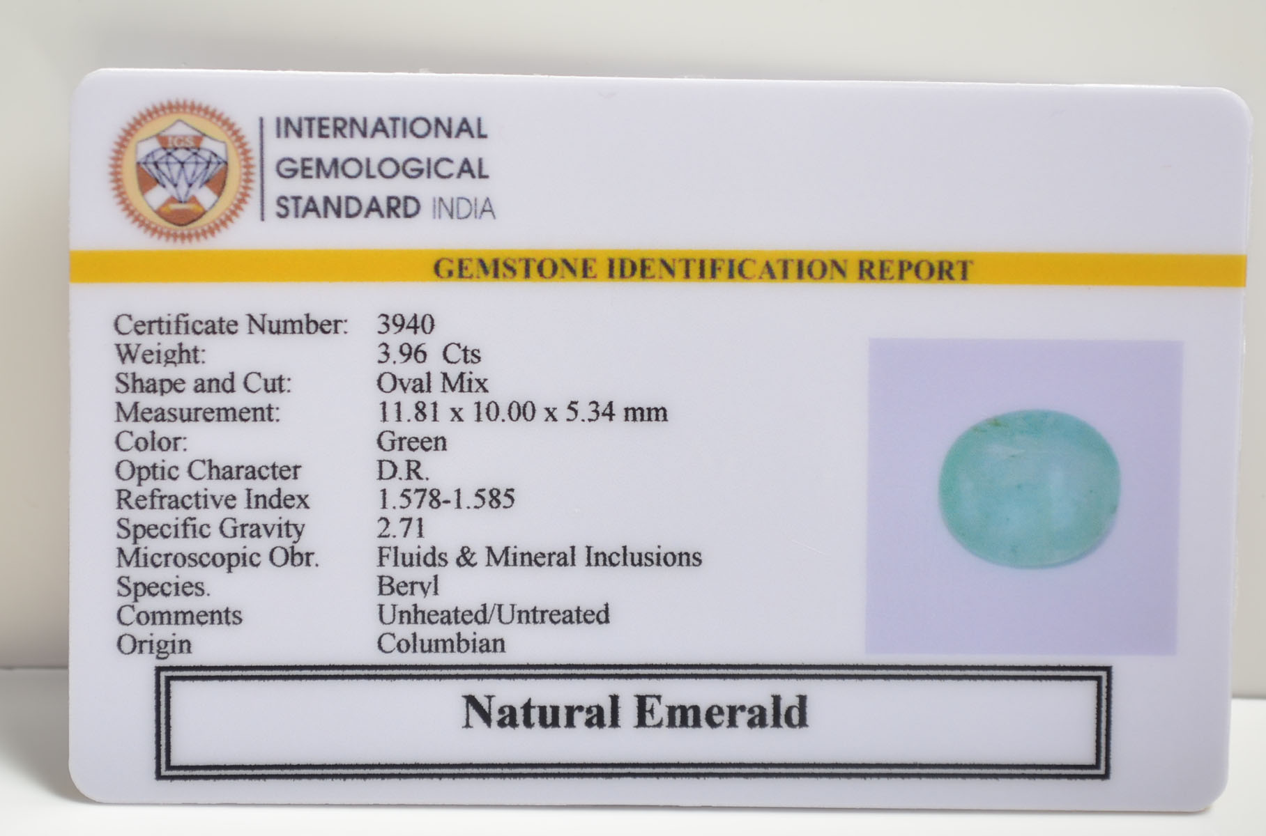 EMRD21855 2 EMERALD 3.96 Ct.