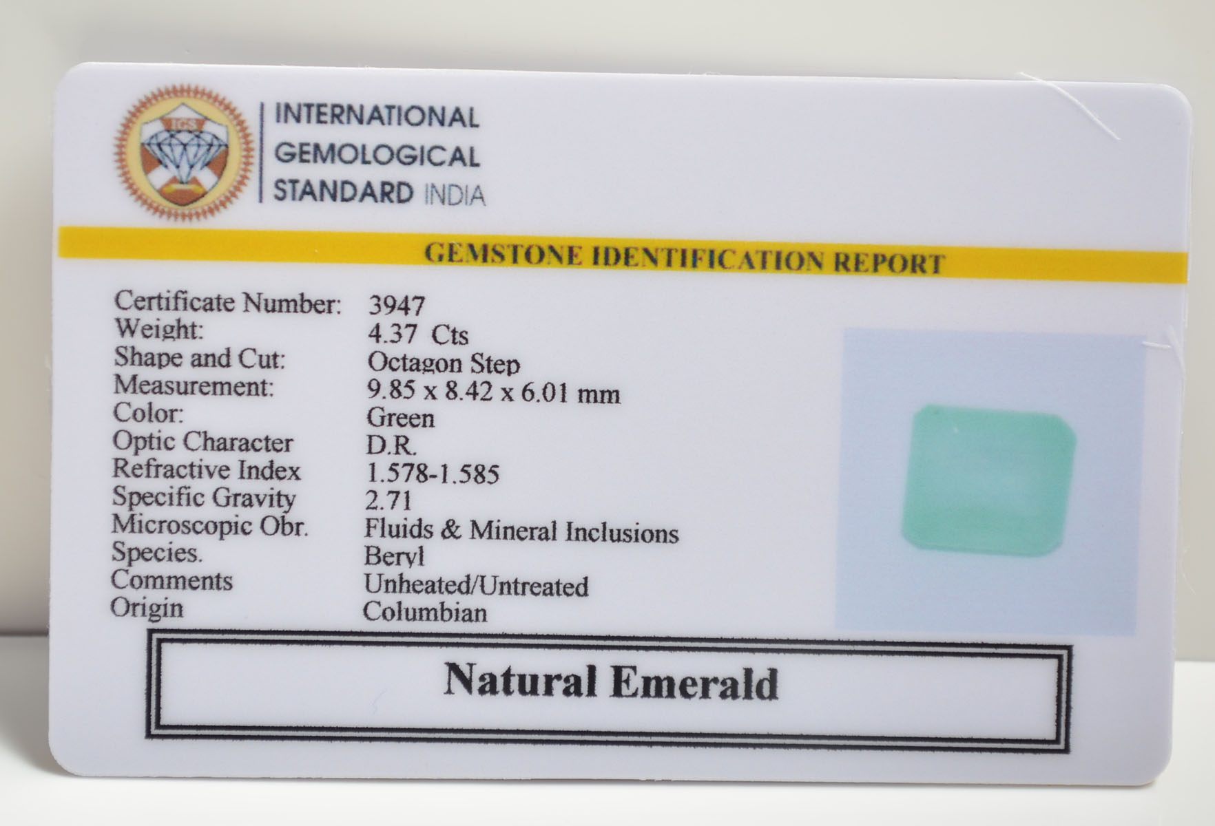 EMRD21860 2 EMERALD 4.37 Ct.