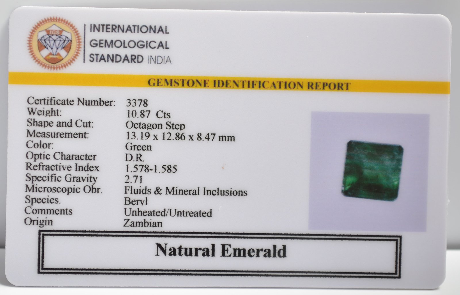 EMERALD 10.87 Ct. 3 EMRG20592 2 1 EMERALD 10.87 Ct.