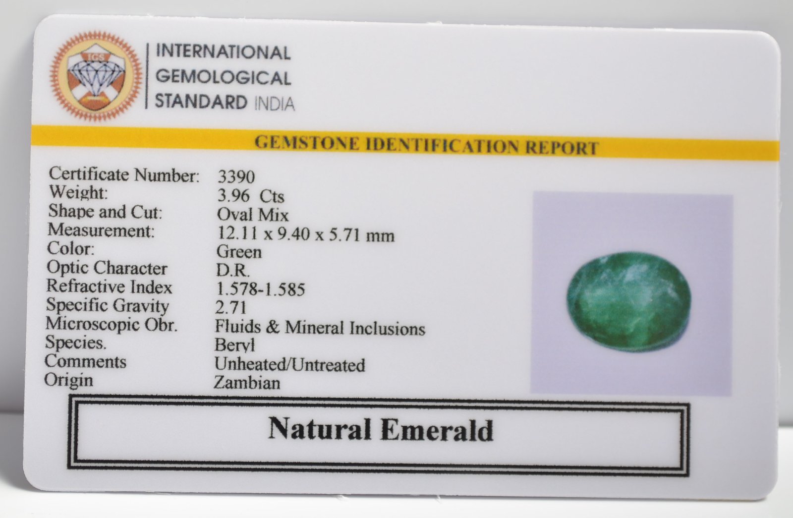 EMRG20598 2 1 EMERALD 3.96 Ct.