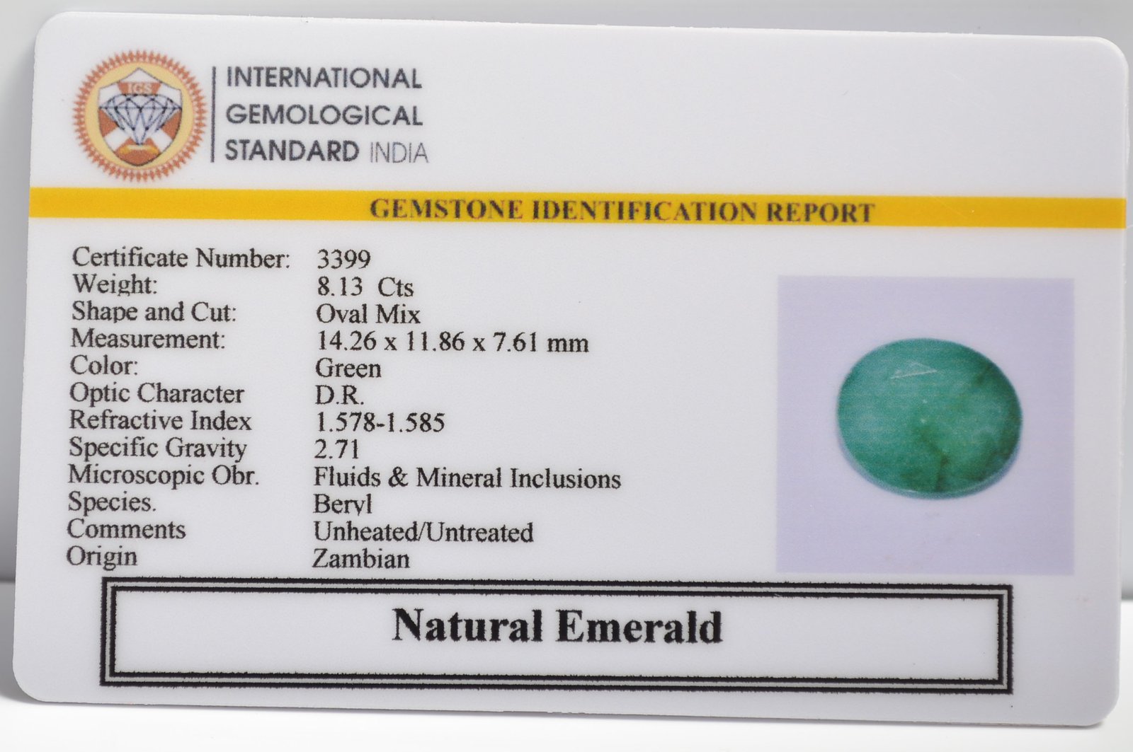 EMRG20602 2 1 EMERALD 8.13 Ct.