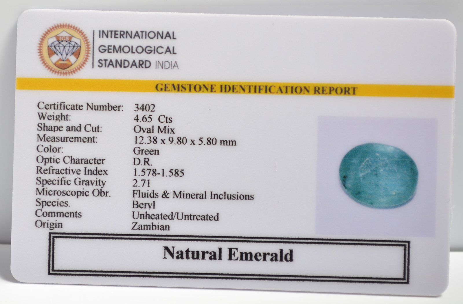 EMRG20603 2 1 EMERALD 4.65 Ct.