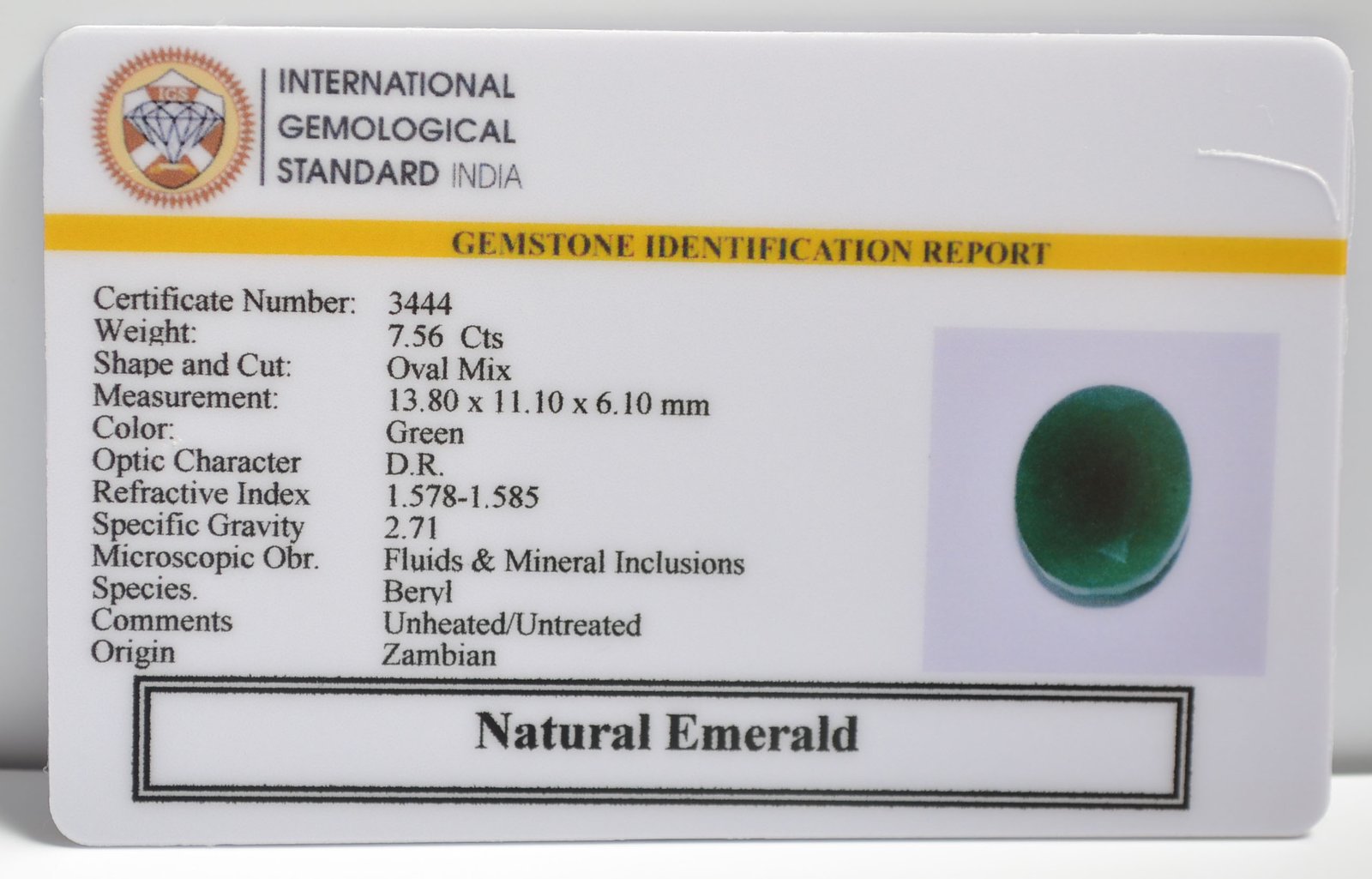 EMERALD 7.56 Ct. 3 EMRG20614 2 1 EMERALD 7.56 Ct.