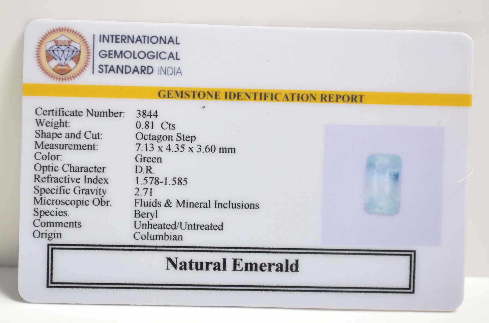 EMRG20621 2 1 EMERALD 0.81 Ct.