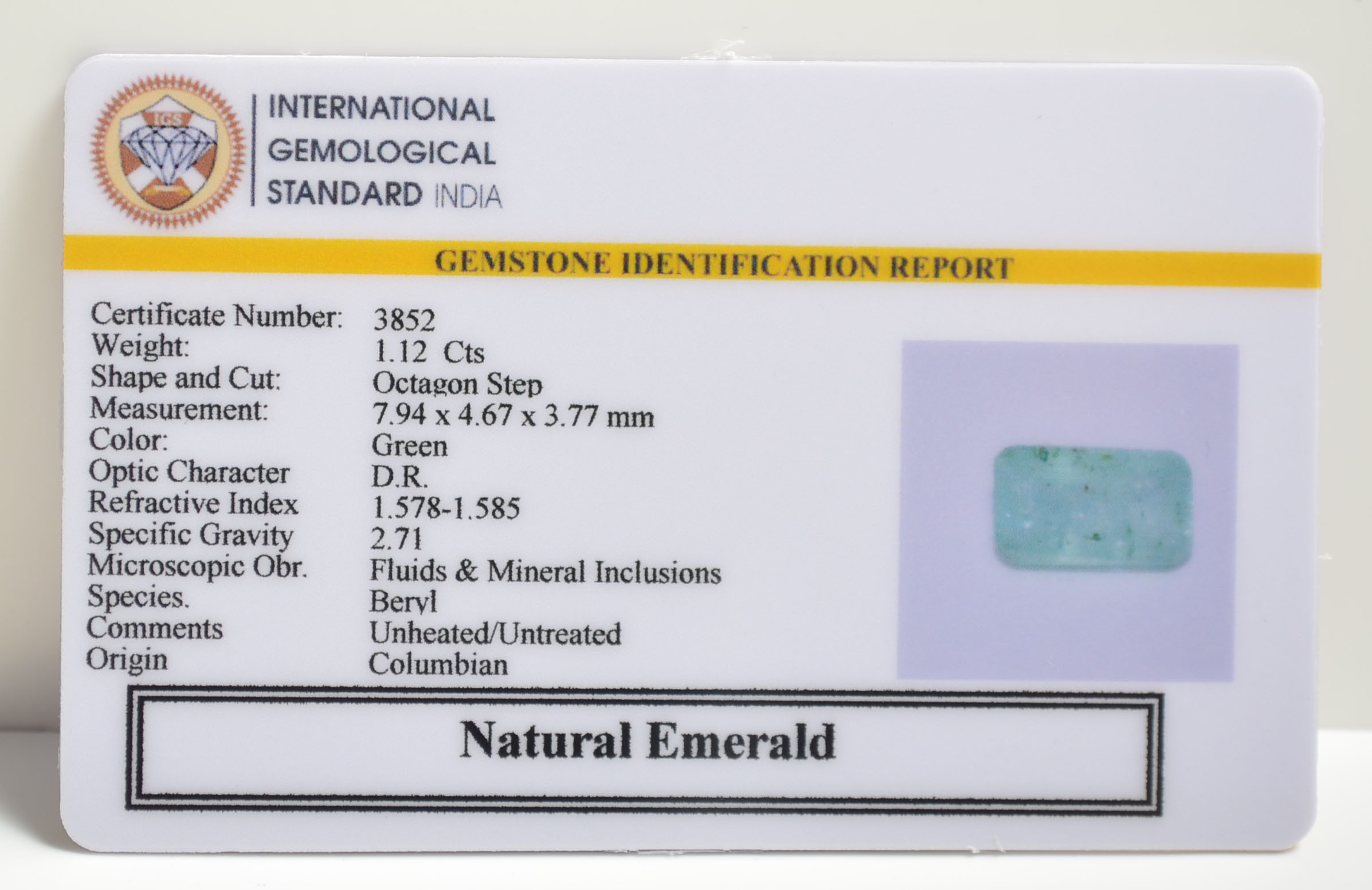 EMRG20629 2 EMERALD 1.12 Ct.