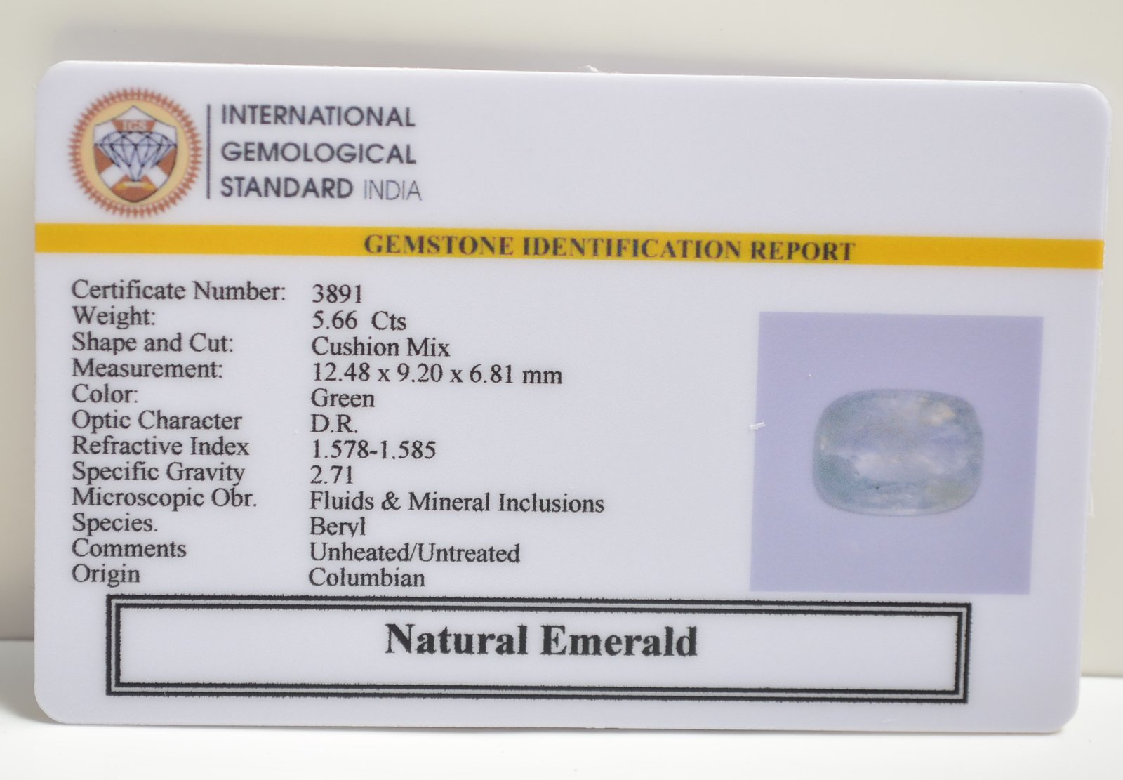 EMRG20642 2 1 EMERALD 5.66 Ct.
