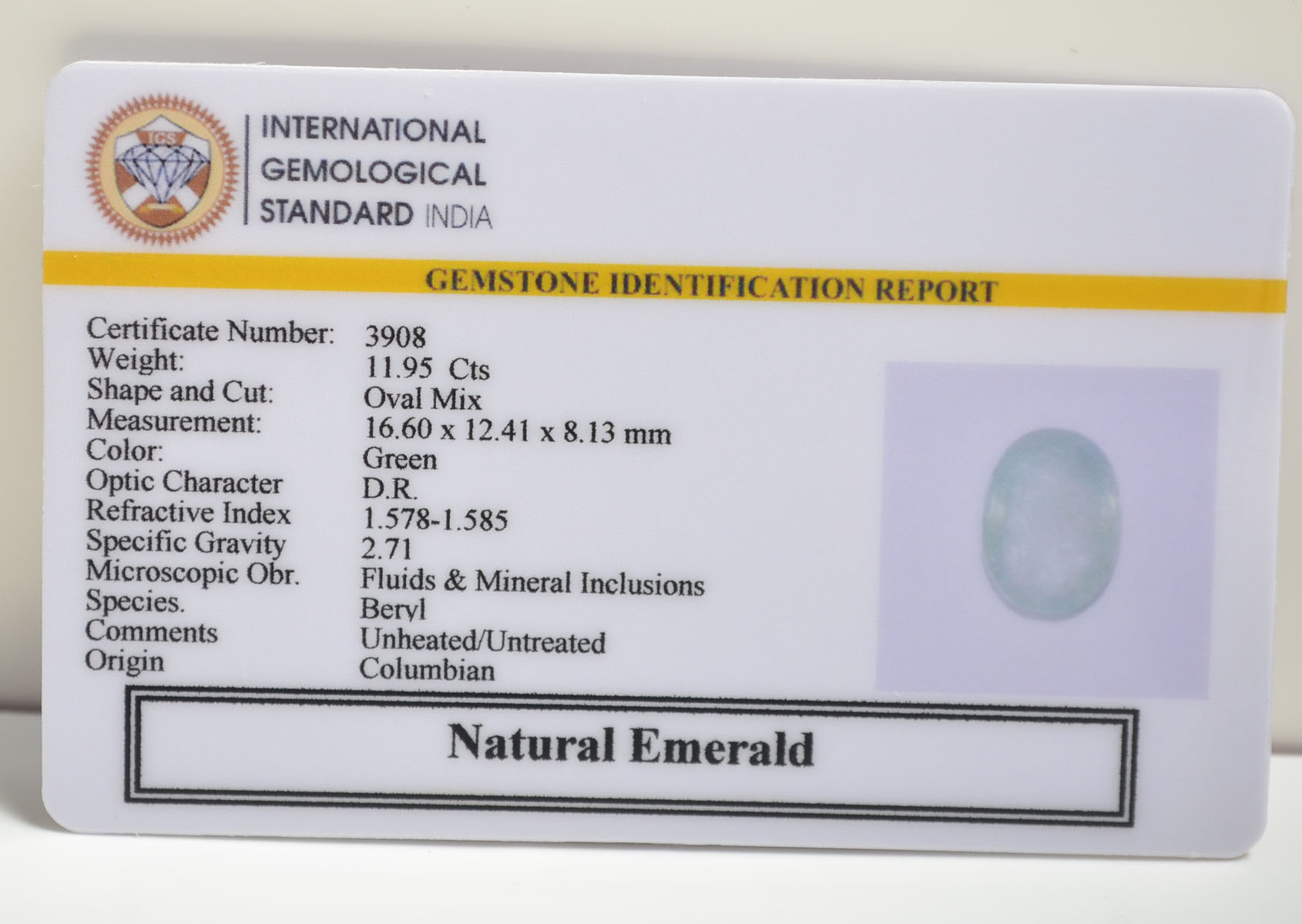 EMERALD 11.95 Ct. 3 EMRG20643 2 EMERALD 11.95 Ct.