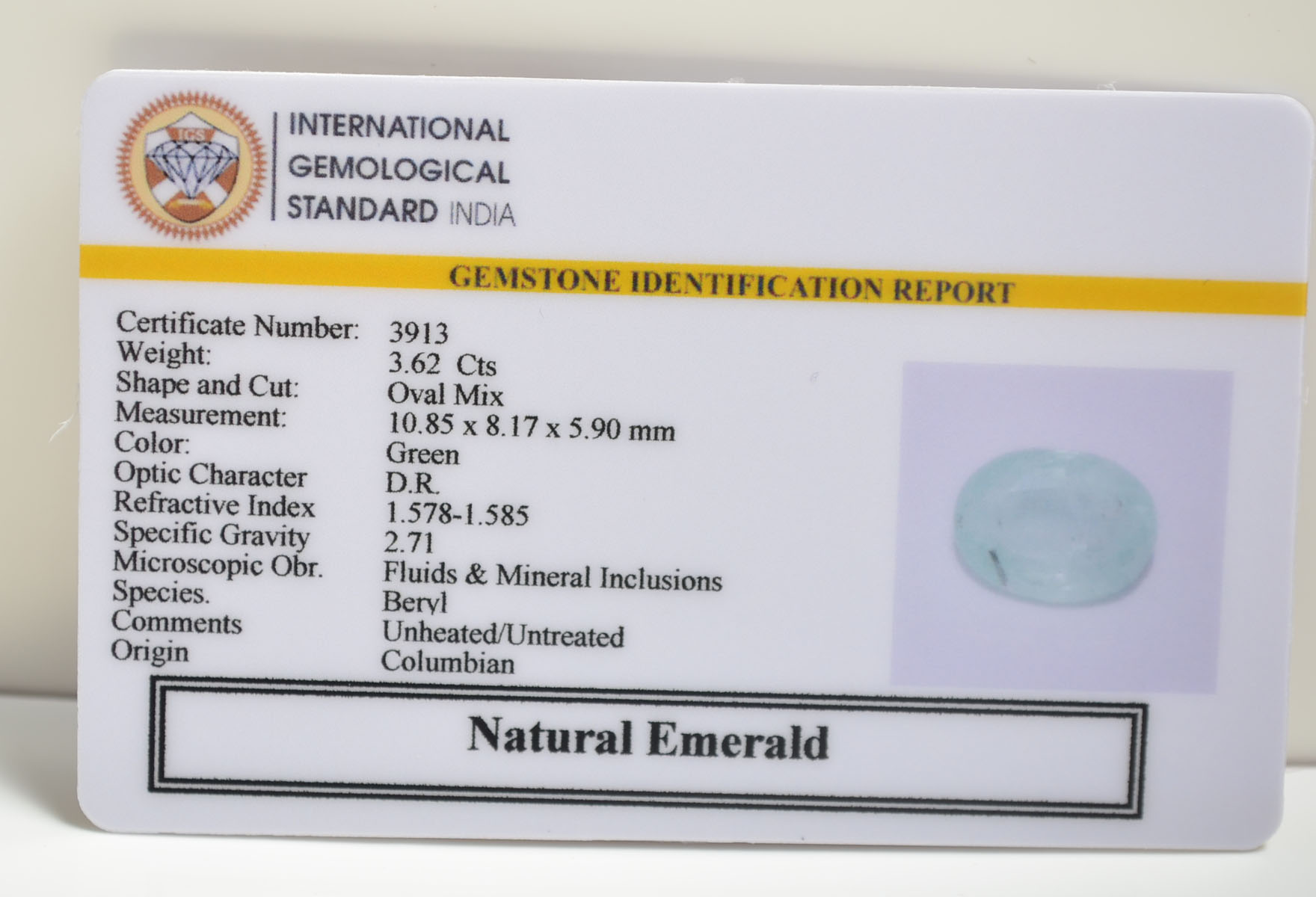 EMERALD 3.62 Ct. 3 EMRG20645 2 EMERALD 3.62 Ct.