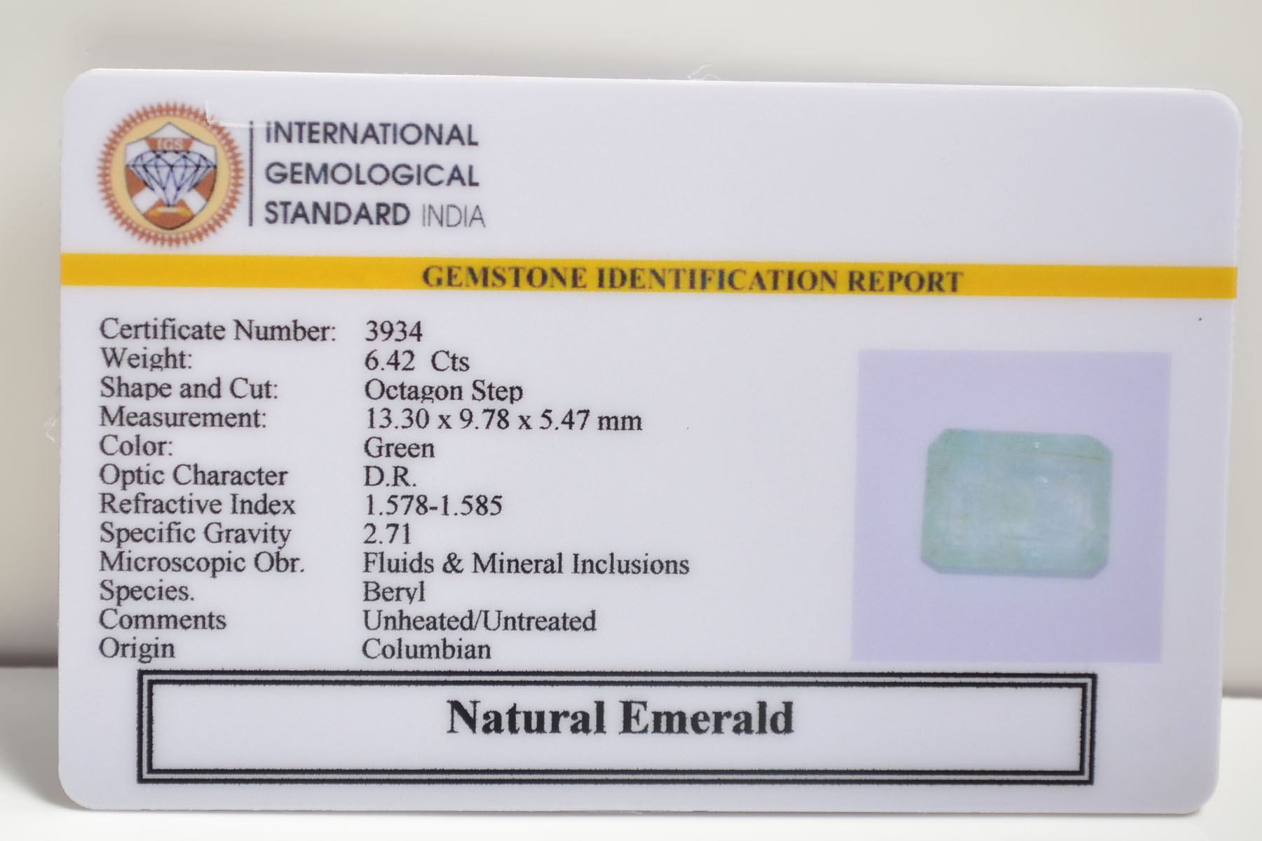 EMRG20650 2 EMERALD 6.42 Ct.