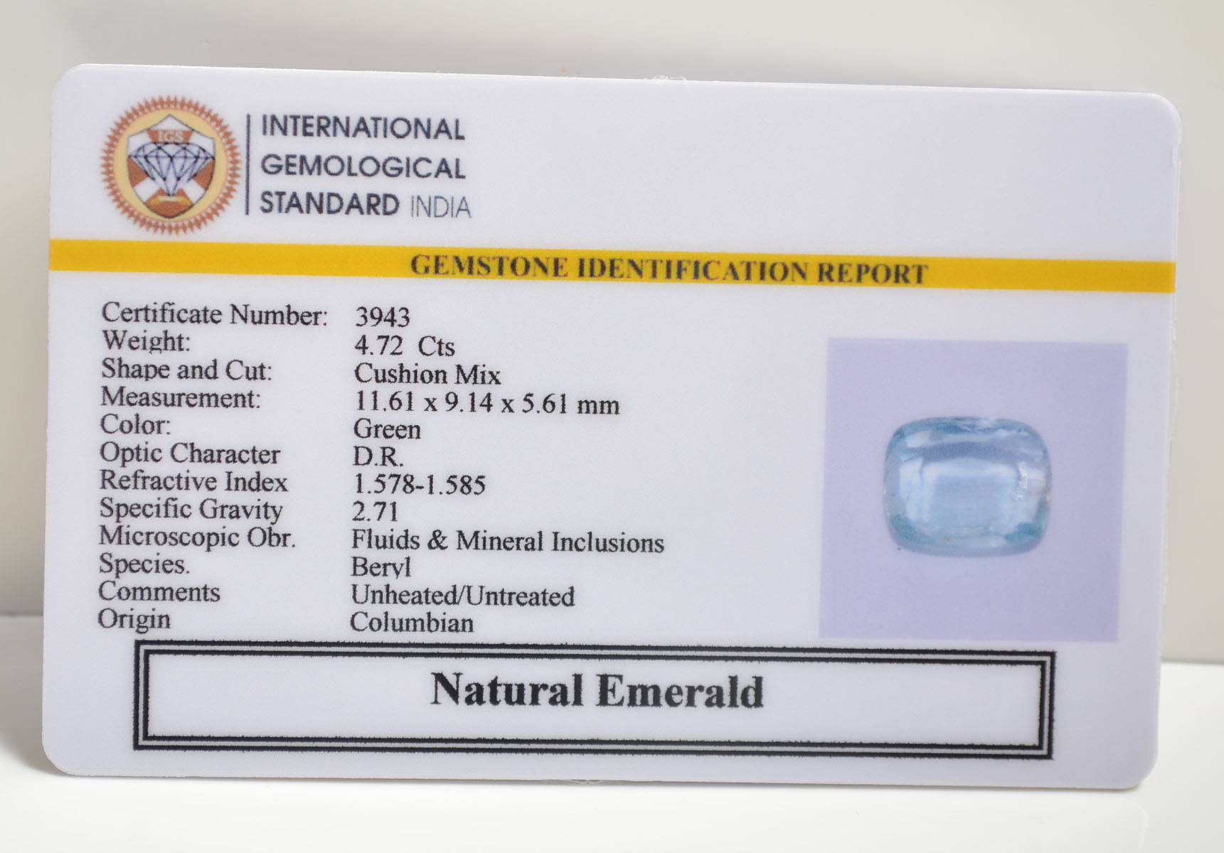 EMRG20652 2 EMERALD 4.72 Ct.