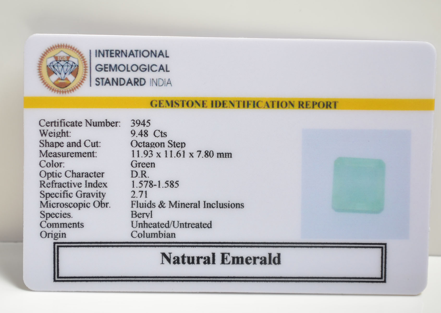 EMERALD 9.48 Ct. 3 EMRG20653 2 EMERALD 9.48 Ct.