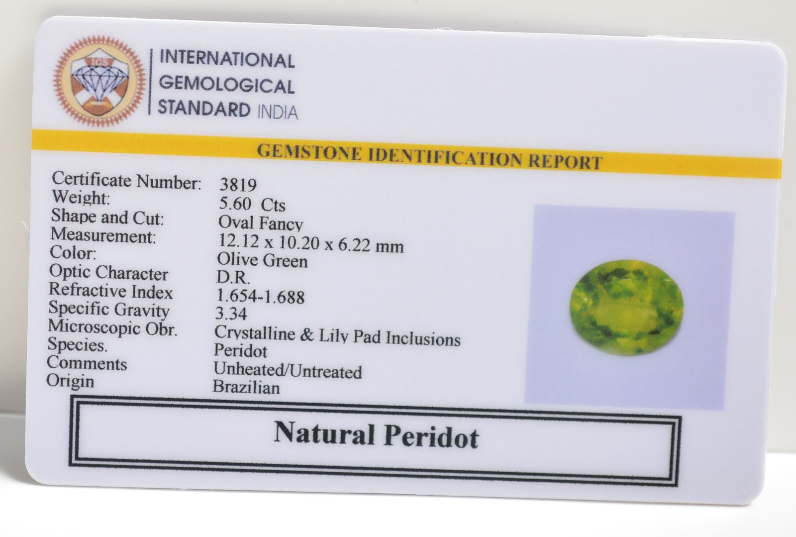 NPD792 2 PERIDOT 5.6 Ct.