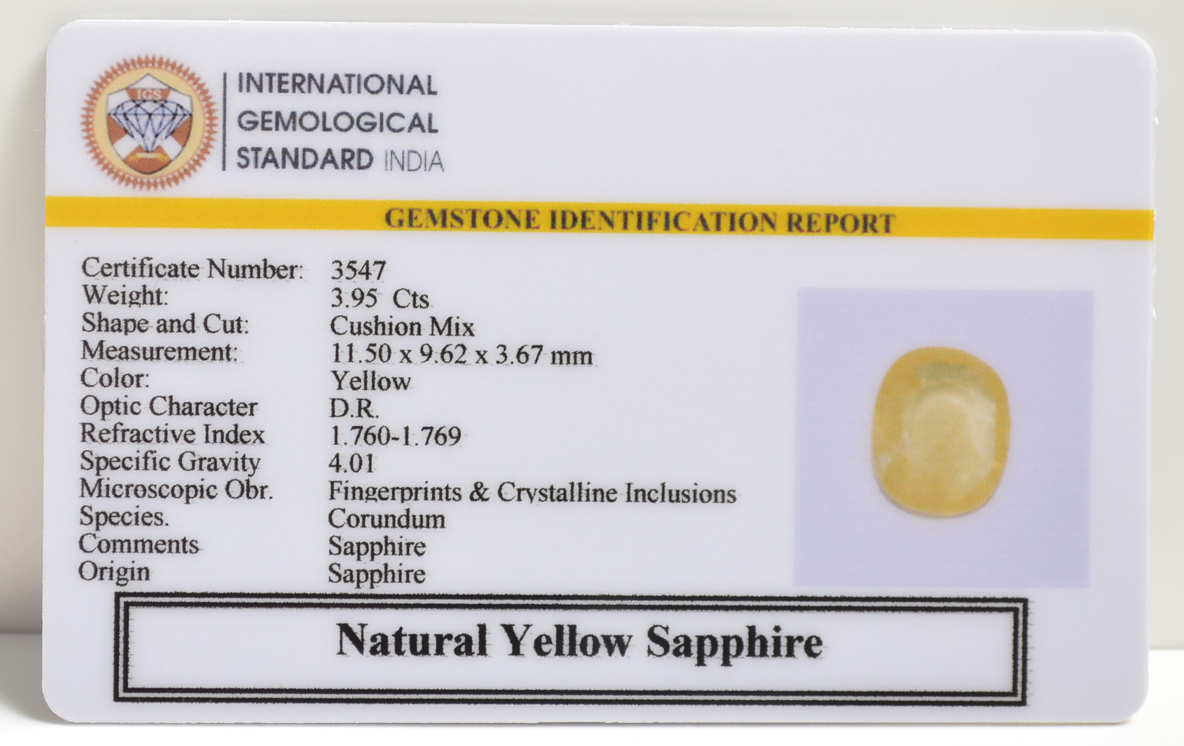 NYSP8284 2 YELLOW SAPPHIRE 3.95 Ct.