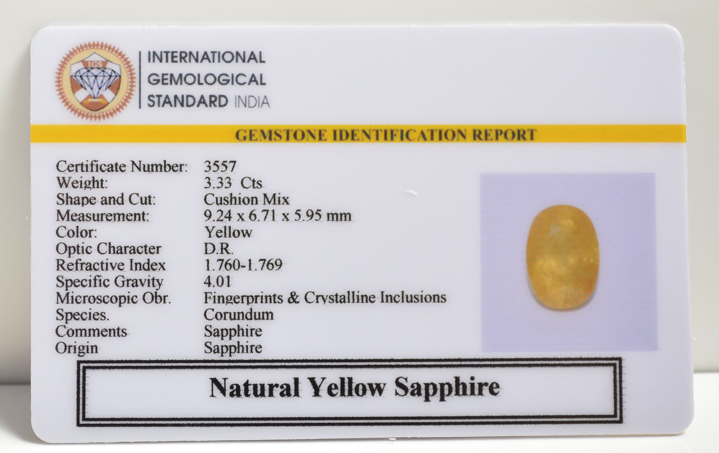 NYSP8293 2 YELLOW SAPPHIRE 3.33 Ct.