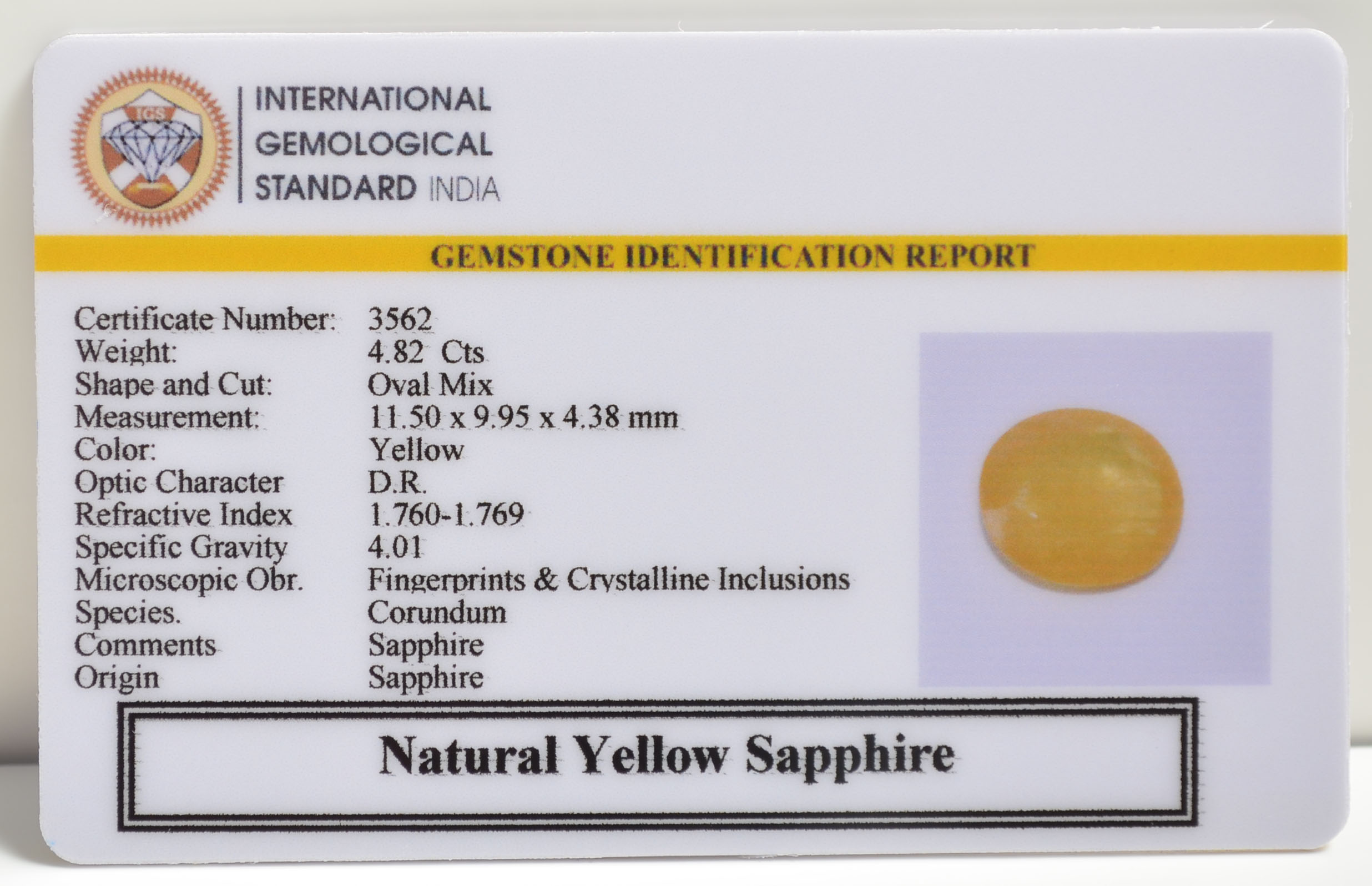 NYSP8296 2 YELLOW SAPPHIRE 4.82 Ct.