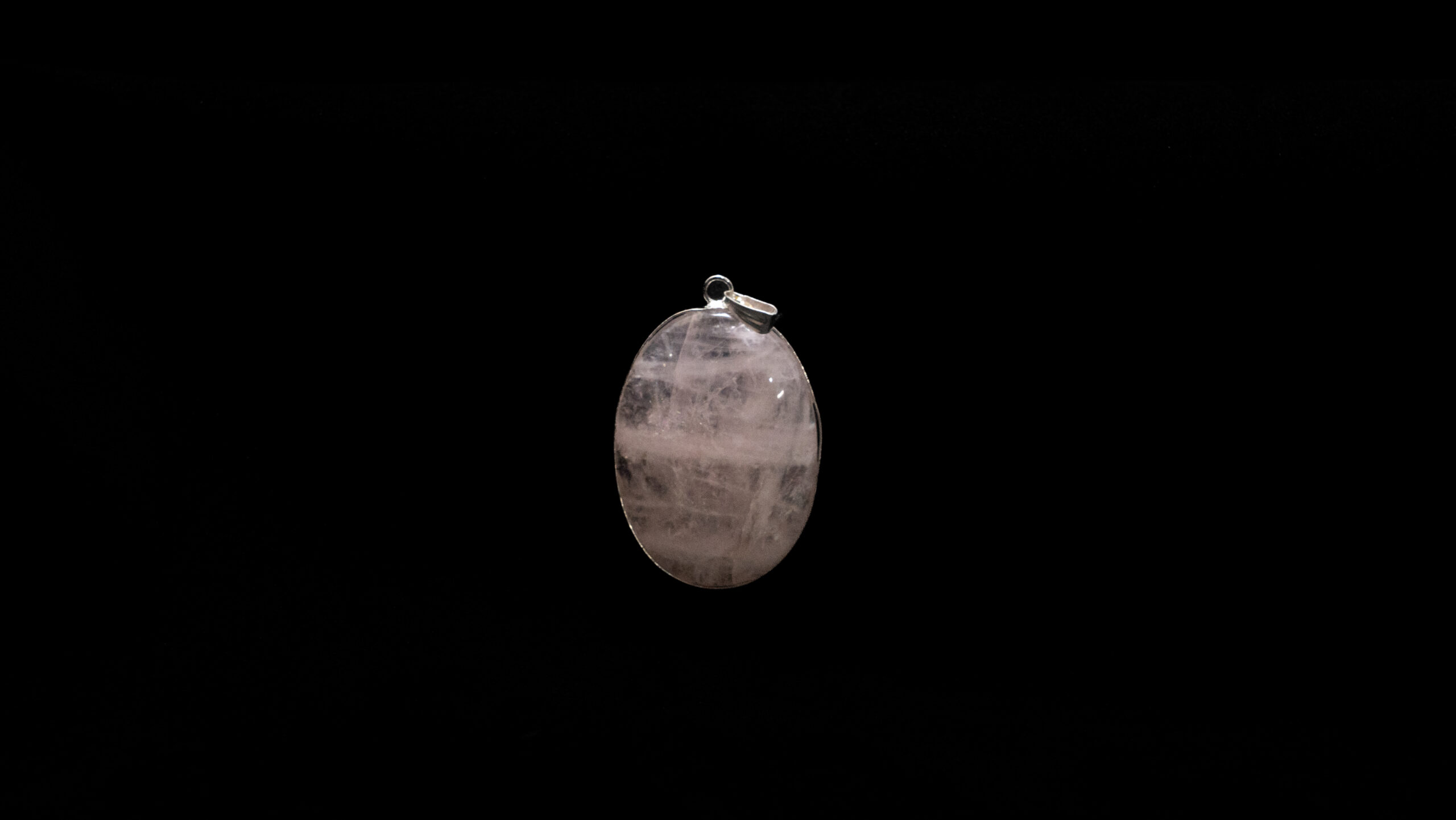 Natural Brazilian Rose Quartz Oval Pendant