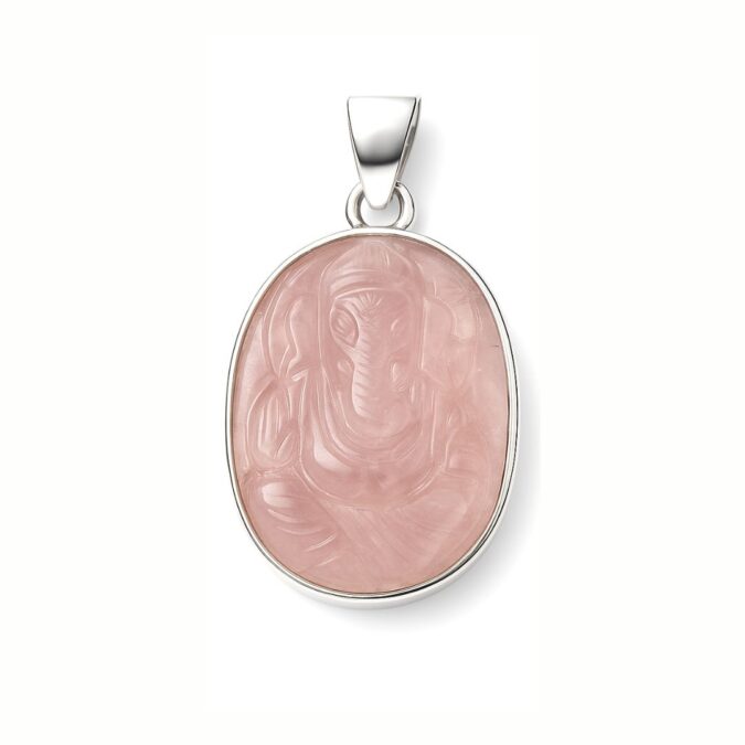 RG Ganesh ji Rose Quartz Pendant