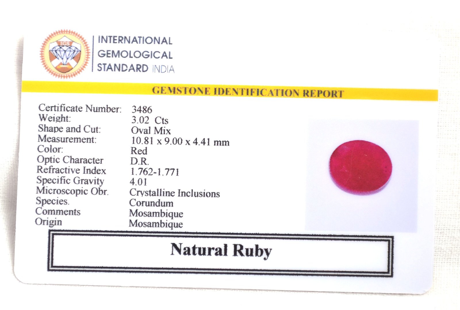 RUB8397 2 1 RUBY 3.02 Ct.