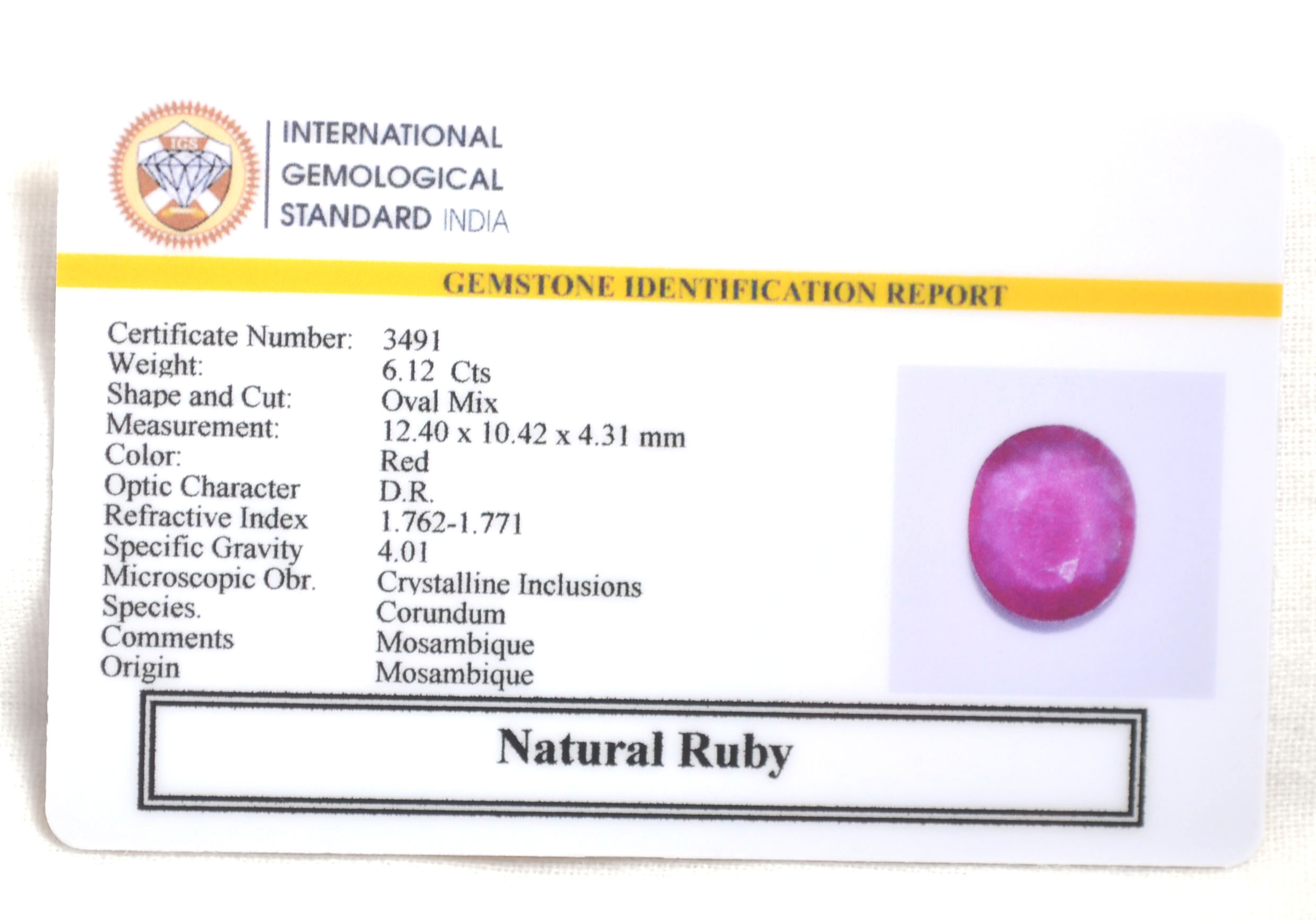 RUB8401 2 RUBY 6.12 Ct.