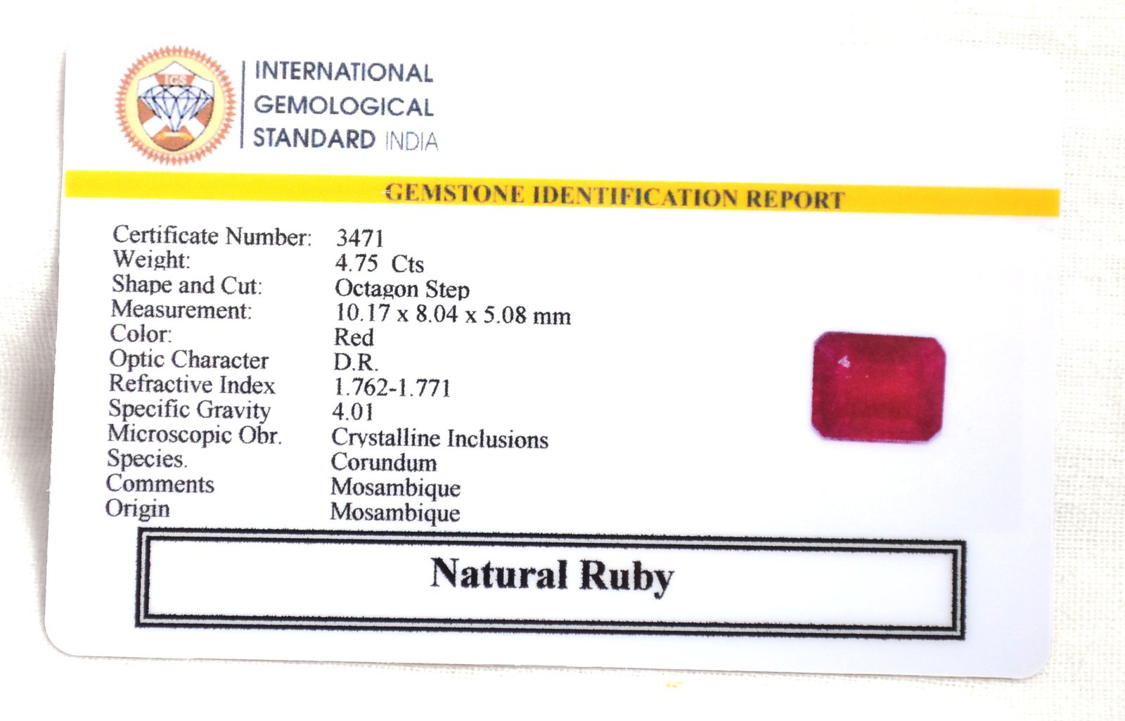 RUBG8290 2 1 RUBY 4.75 Ct.