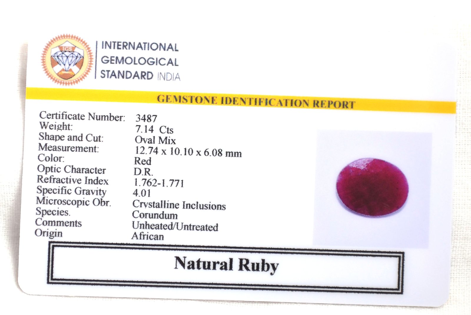 RUBG8295 2 RUBY 7.14 Ct.