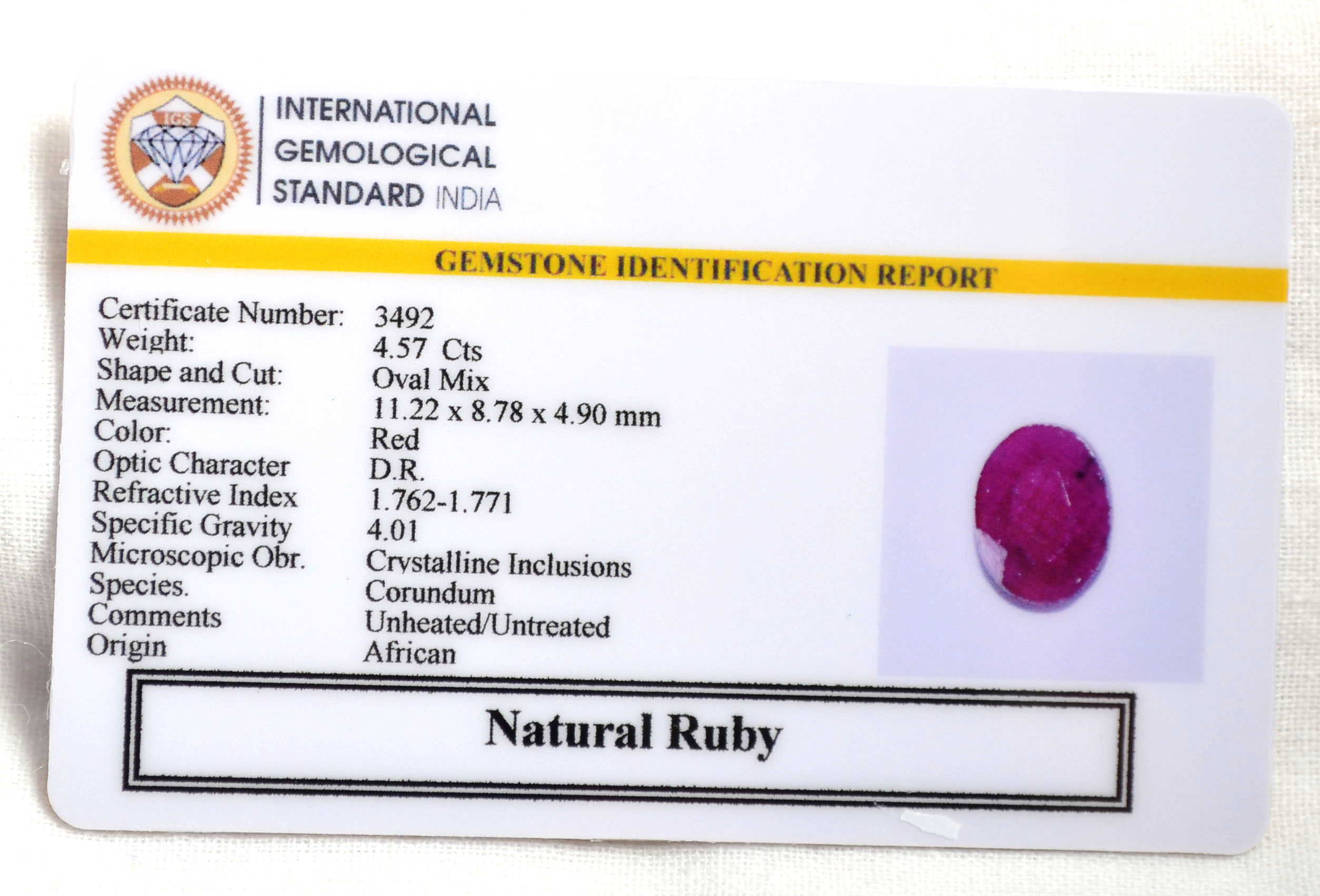 RUBG8296 2 RUBY 4.57 Ct.